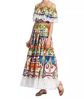 DOLCE & GABBANA - Maiolica long dress, size 40 IT.