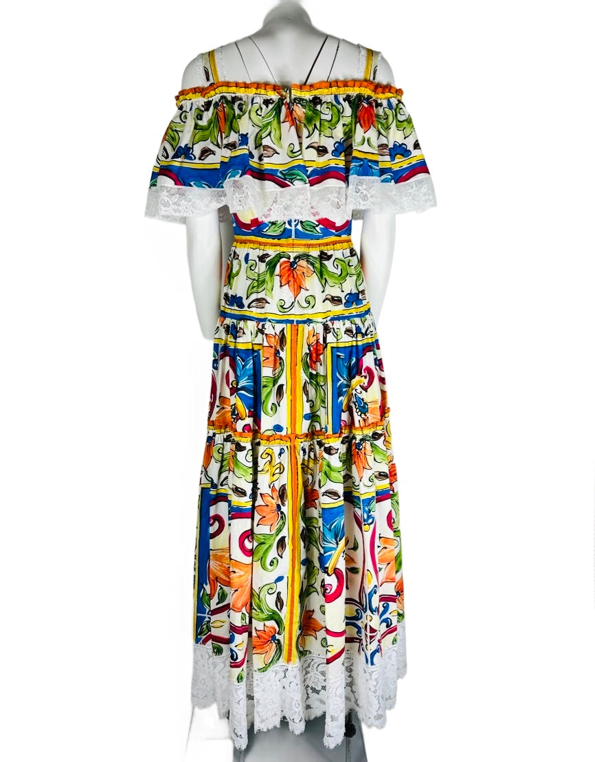 DOLCE & GABBANA - Maiolica long dress, size 40 IT.