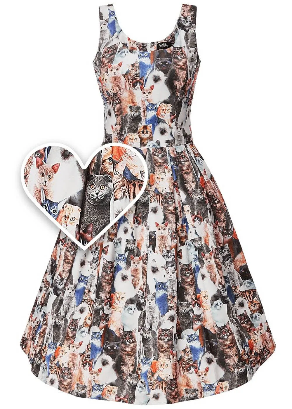 Dolly & Dotty Amanda Furry Cat 50's Swing Multi Dress