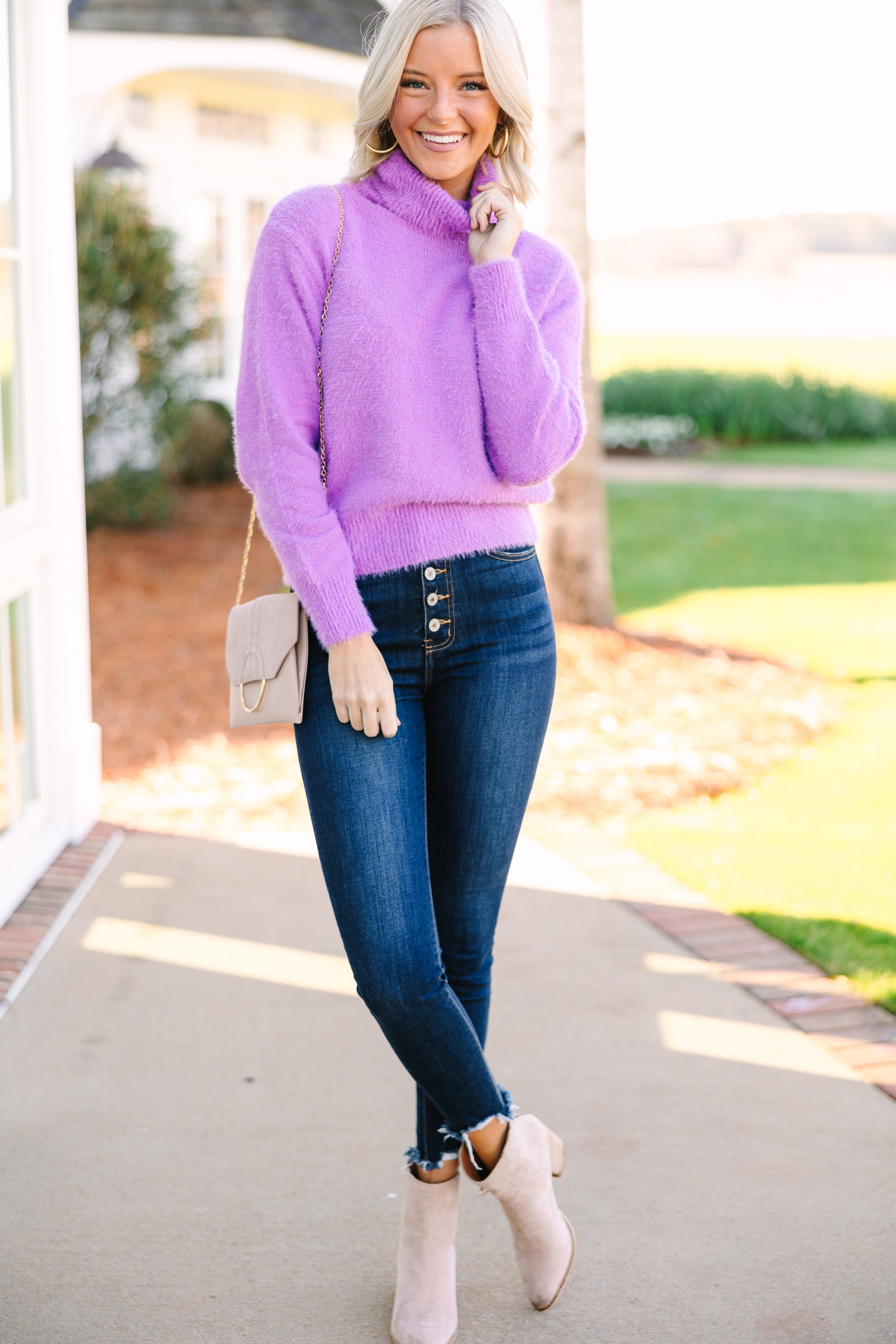 Dream Orchid Purple Turtleneck Sweater