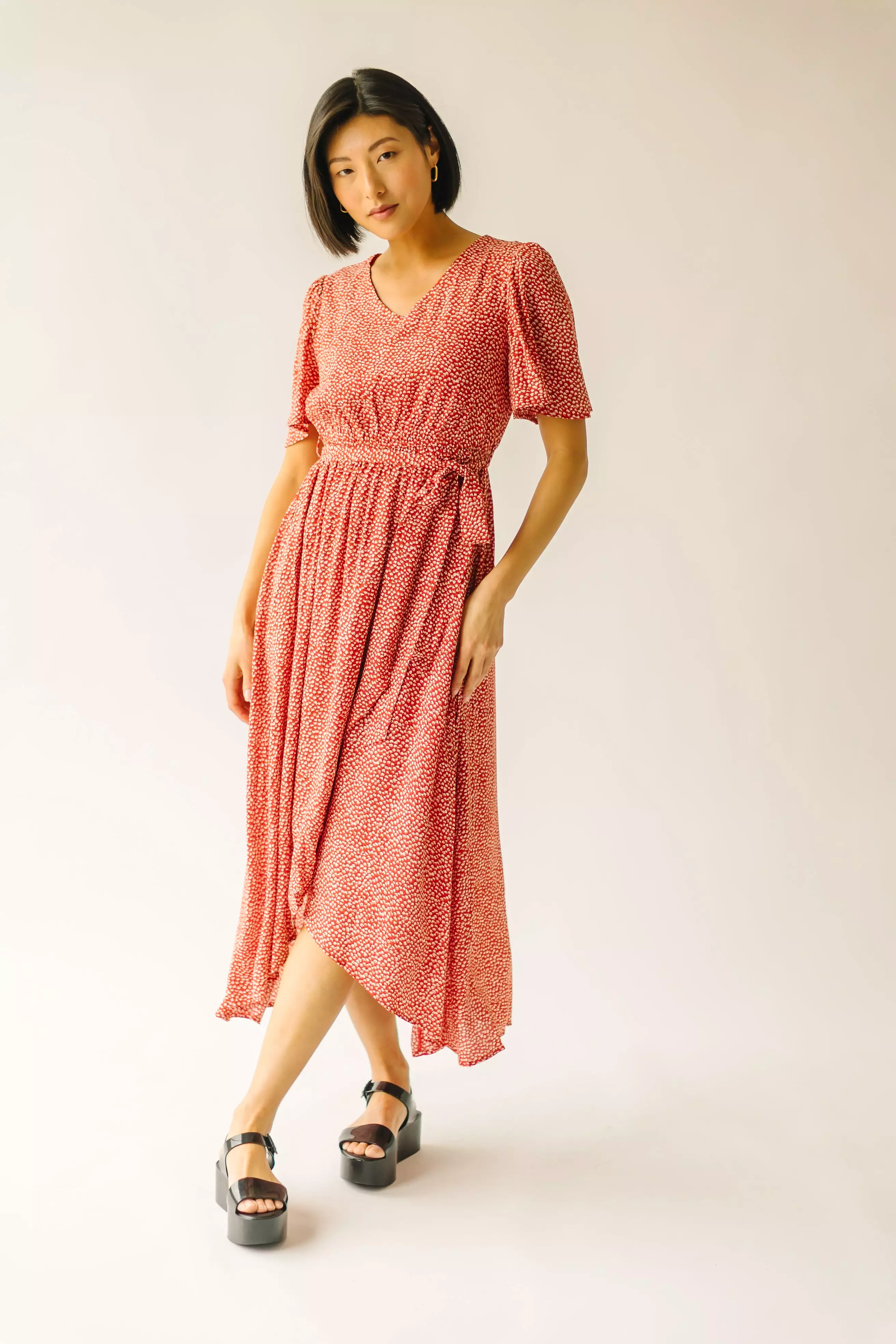 Dress - Doyal Wrap Dress - Red - Printed Wrap Dress.