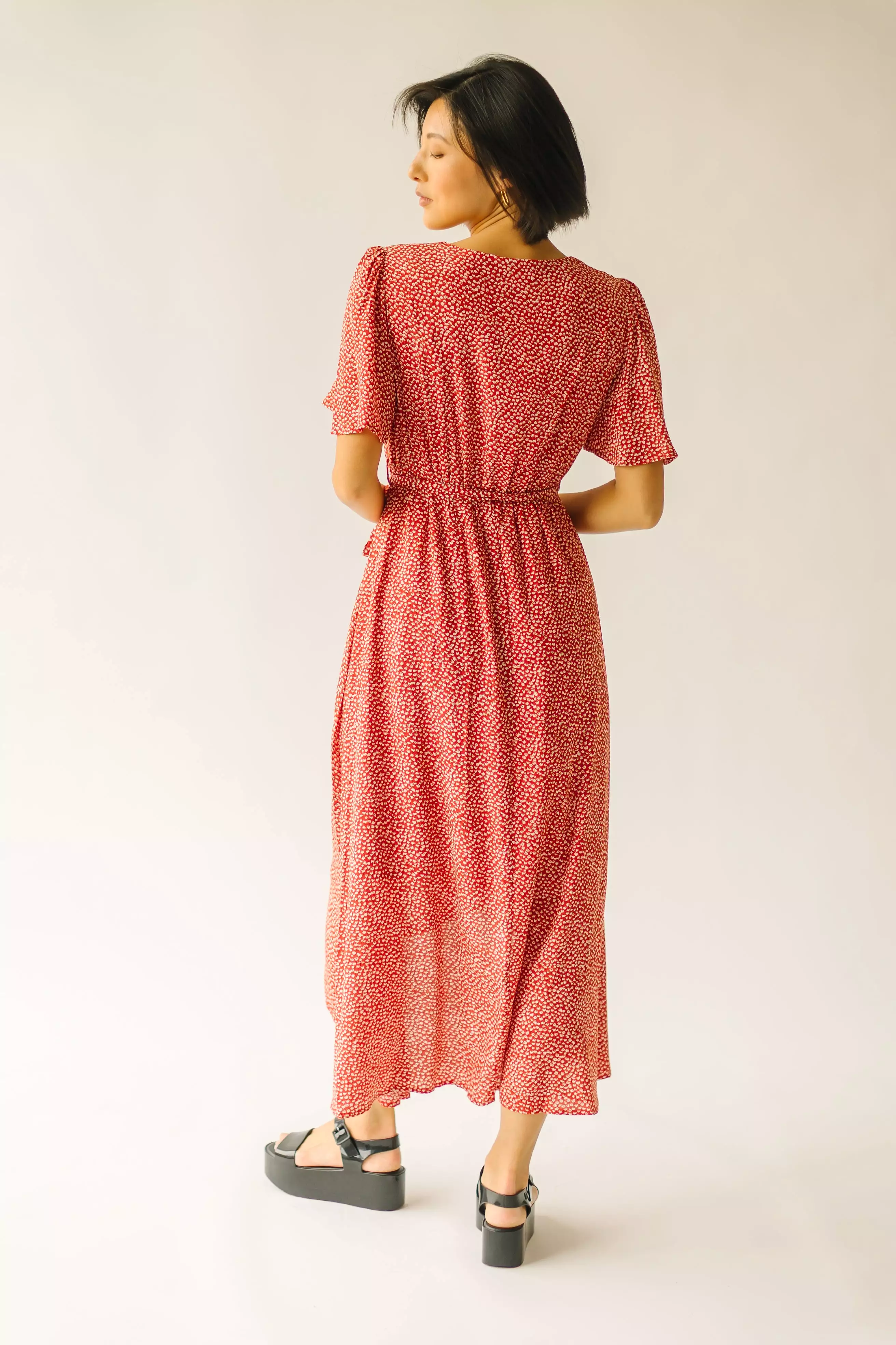 Dress - Doyal Wrap Dress - Red - Printed Wrap Dress.