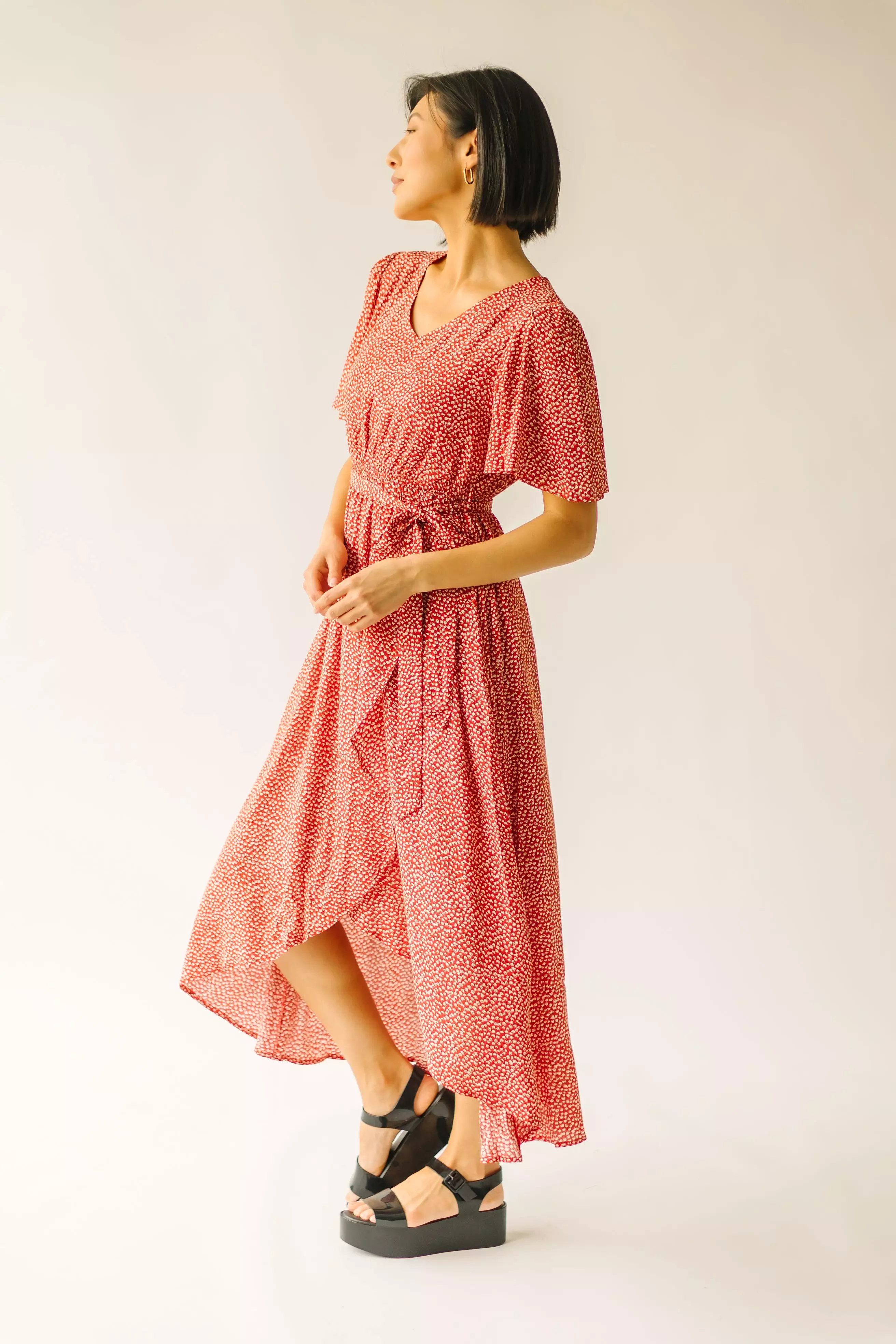 Dress - Doyal Wrap Dress - Red - Printed Wrap Dress.