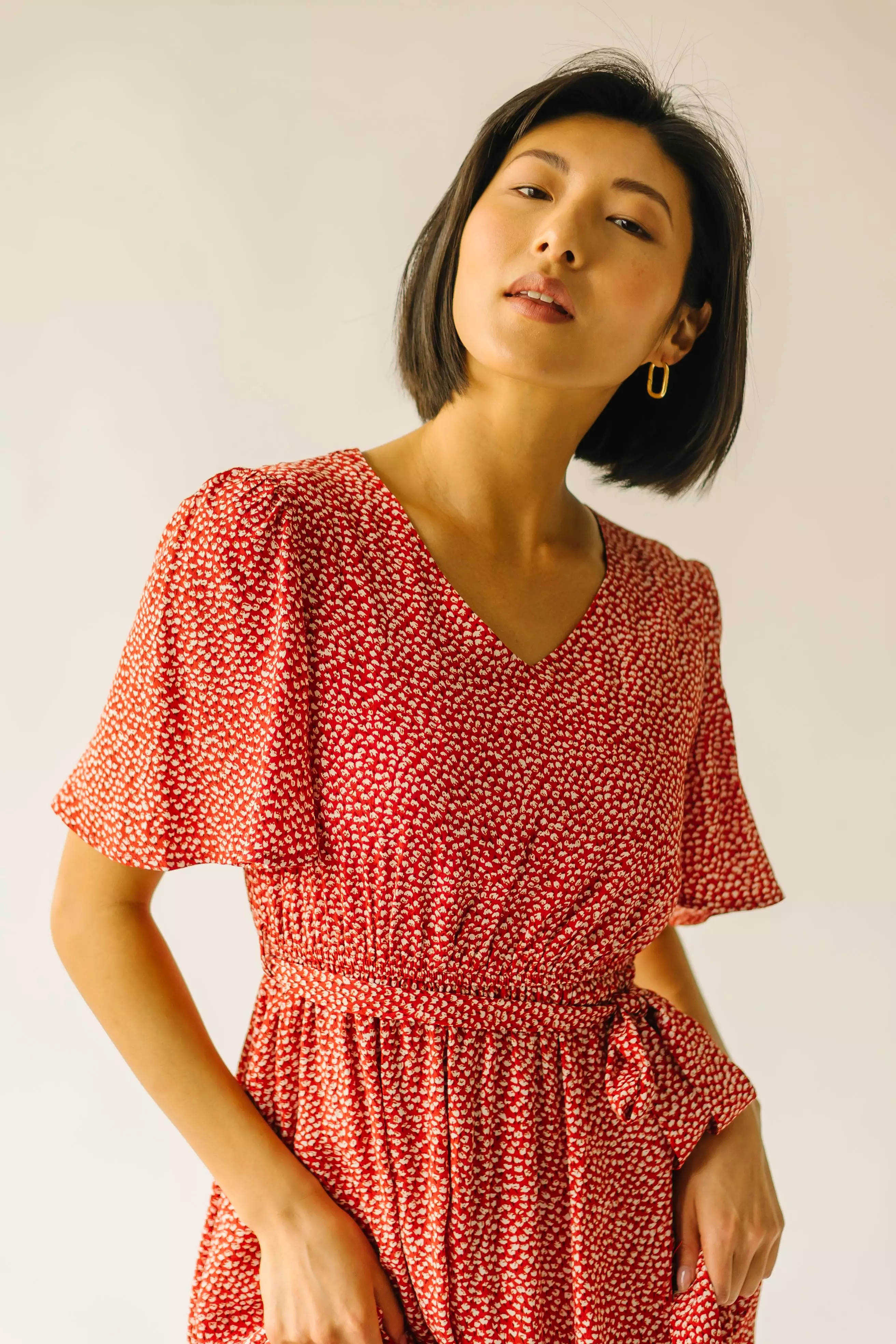 Dress - Doyal Wrap Dress - Red - Printed Wrap Dress.