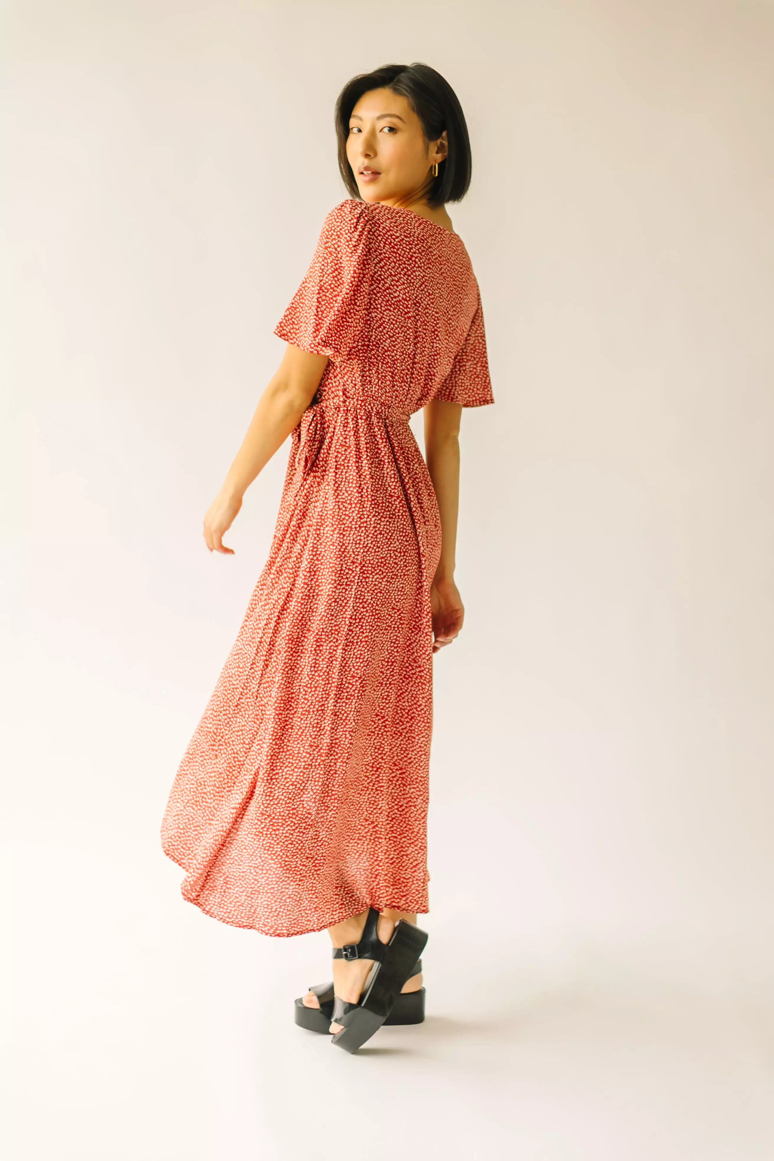 Dress - Doyal Wrap Dress - Red - Printed Wrap Dress.