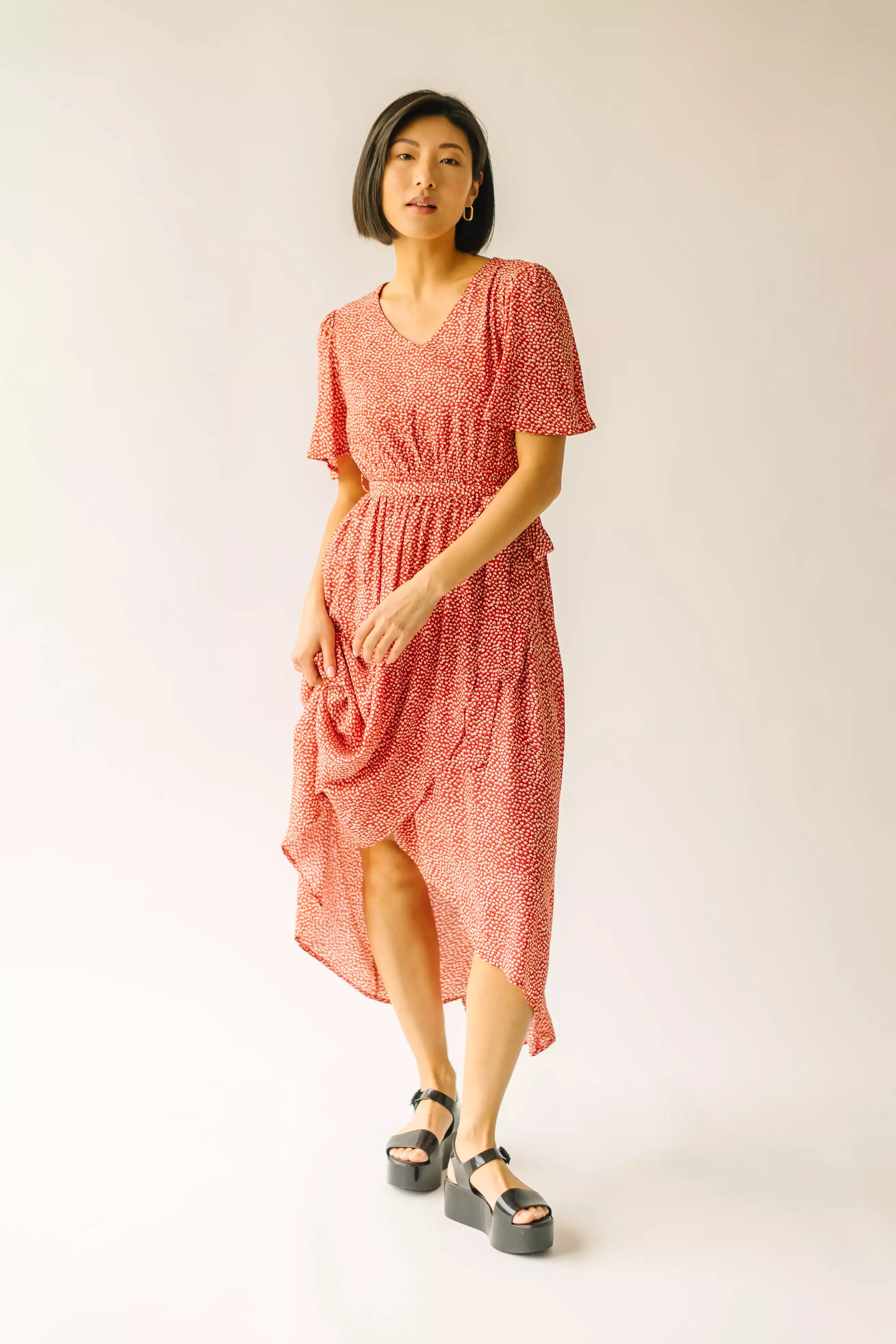 Dress - Doyal Wrap Dress - Red - Printed Wrap Dress.