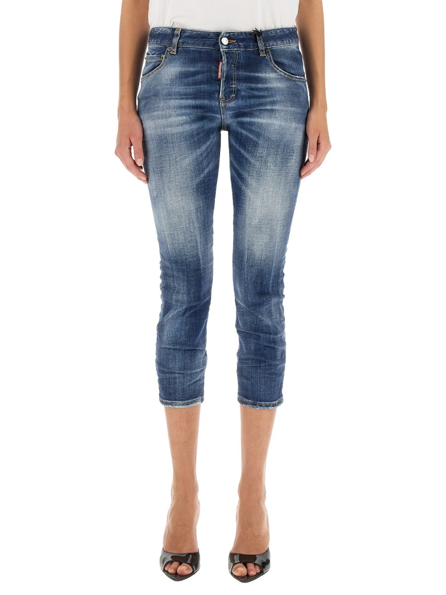 DSQUARED cool girl cropped denim jeans cotton