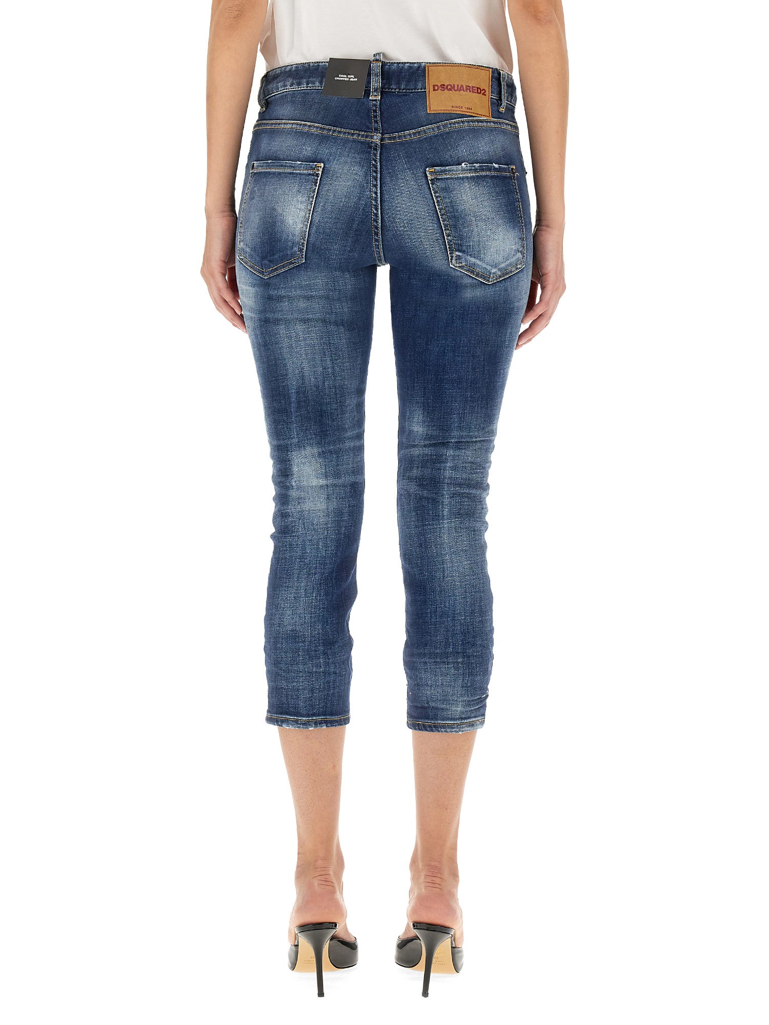 DSQUARED cool girl cropped denim jeans cotton