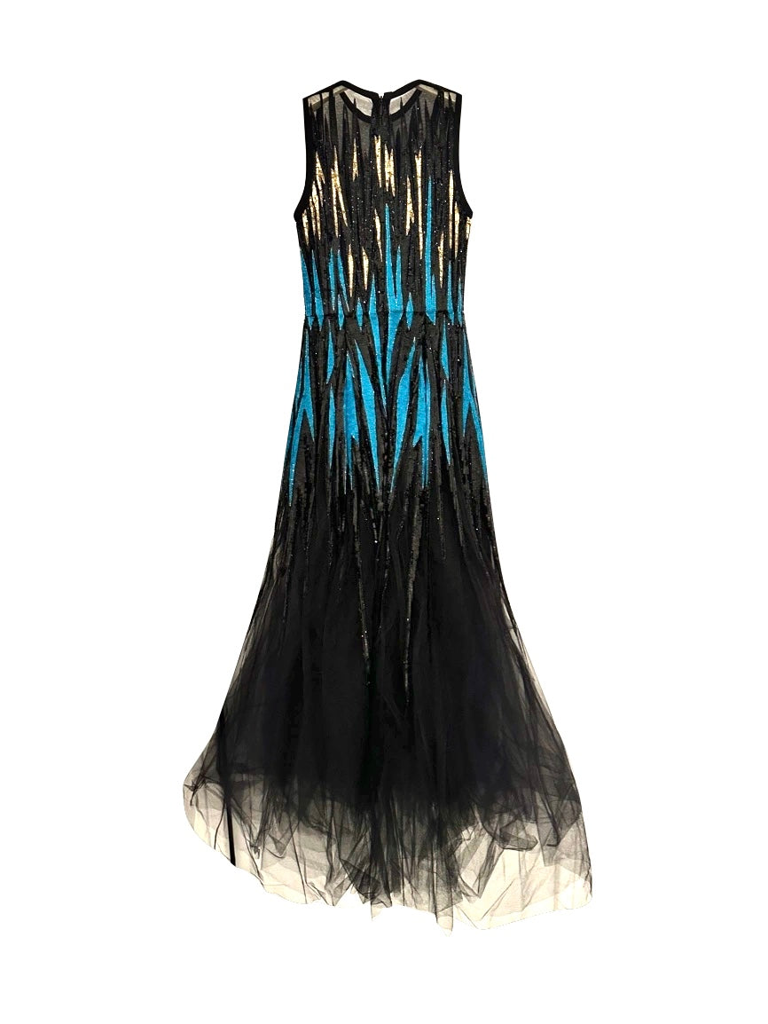 ELIE SAAB - Black sequin long dress