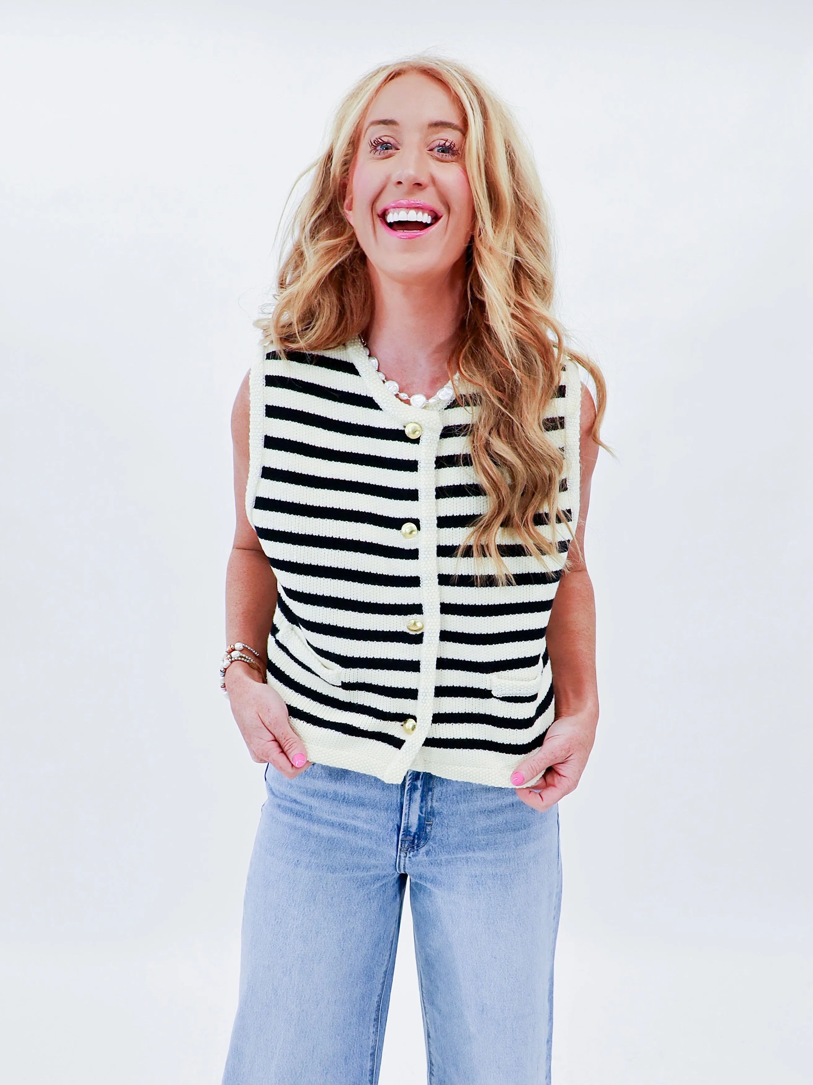 Striped Sweater Vest for Women