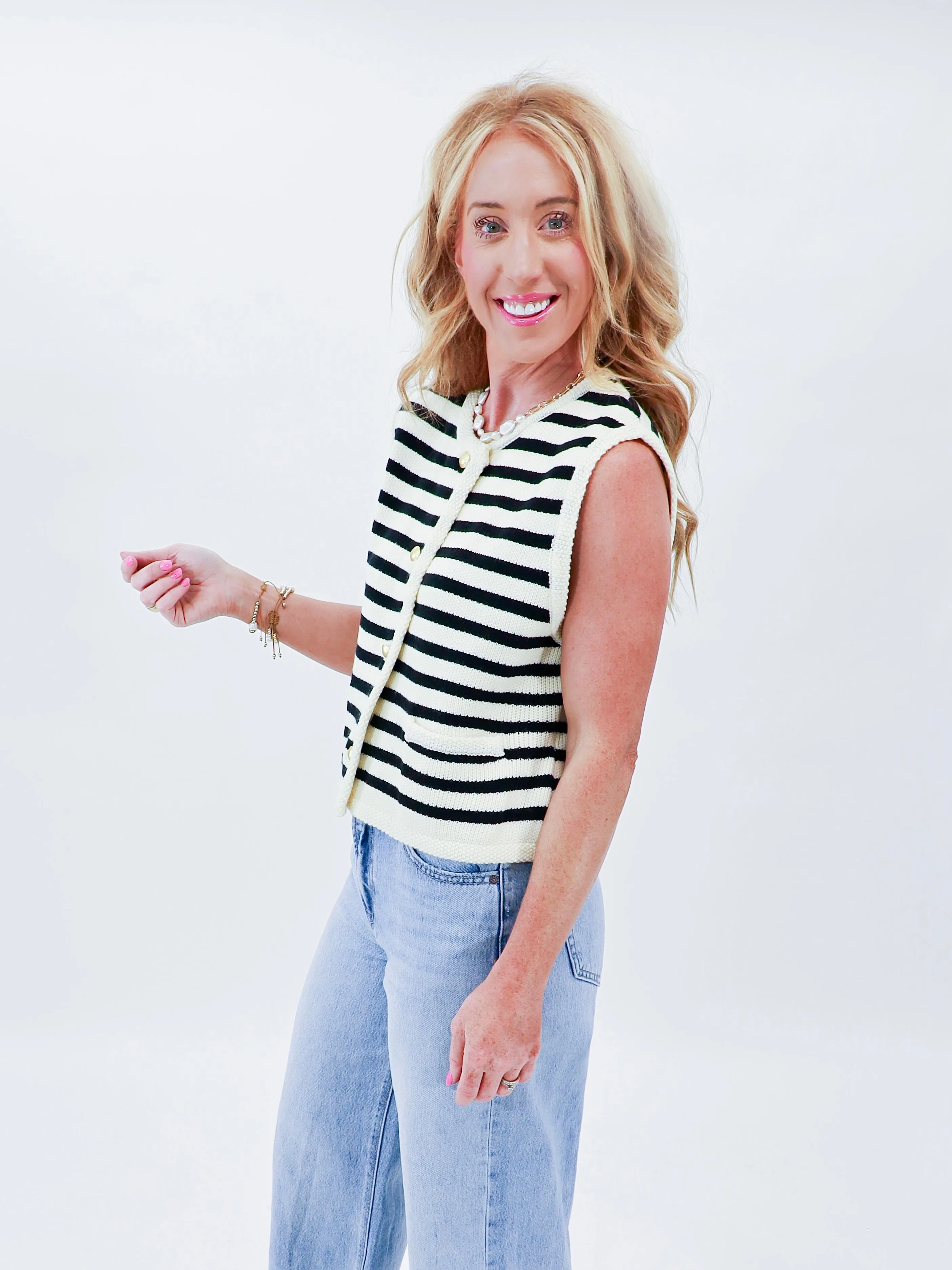 Striped Sweater Vest for Women