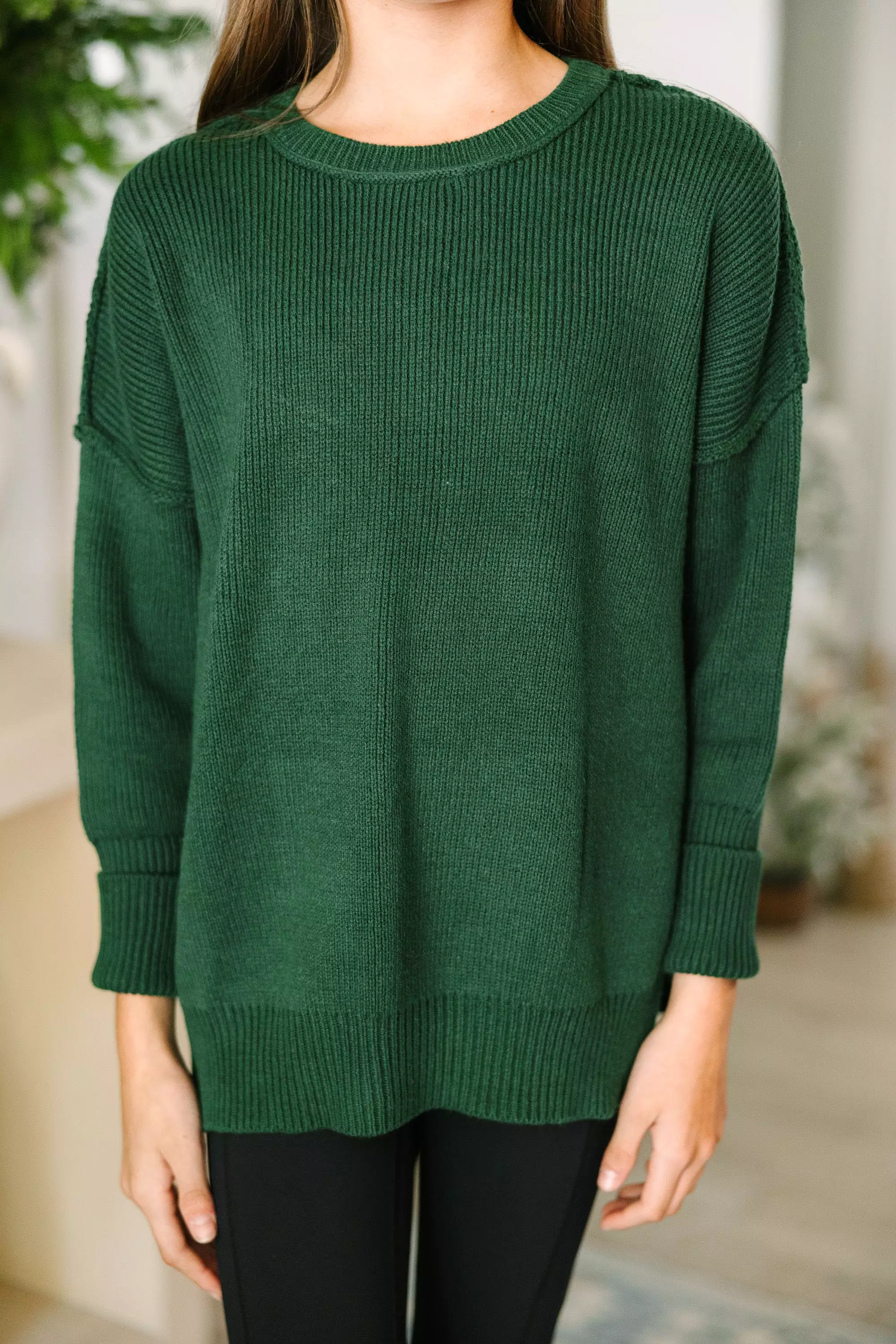 Emerald Green Dolman Sweater for Girls - Joyful and Stylish