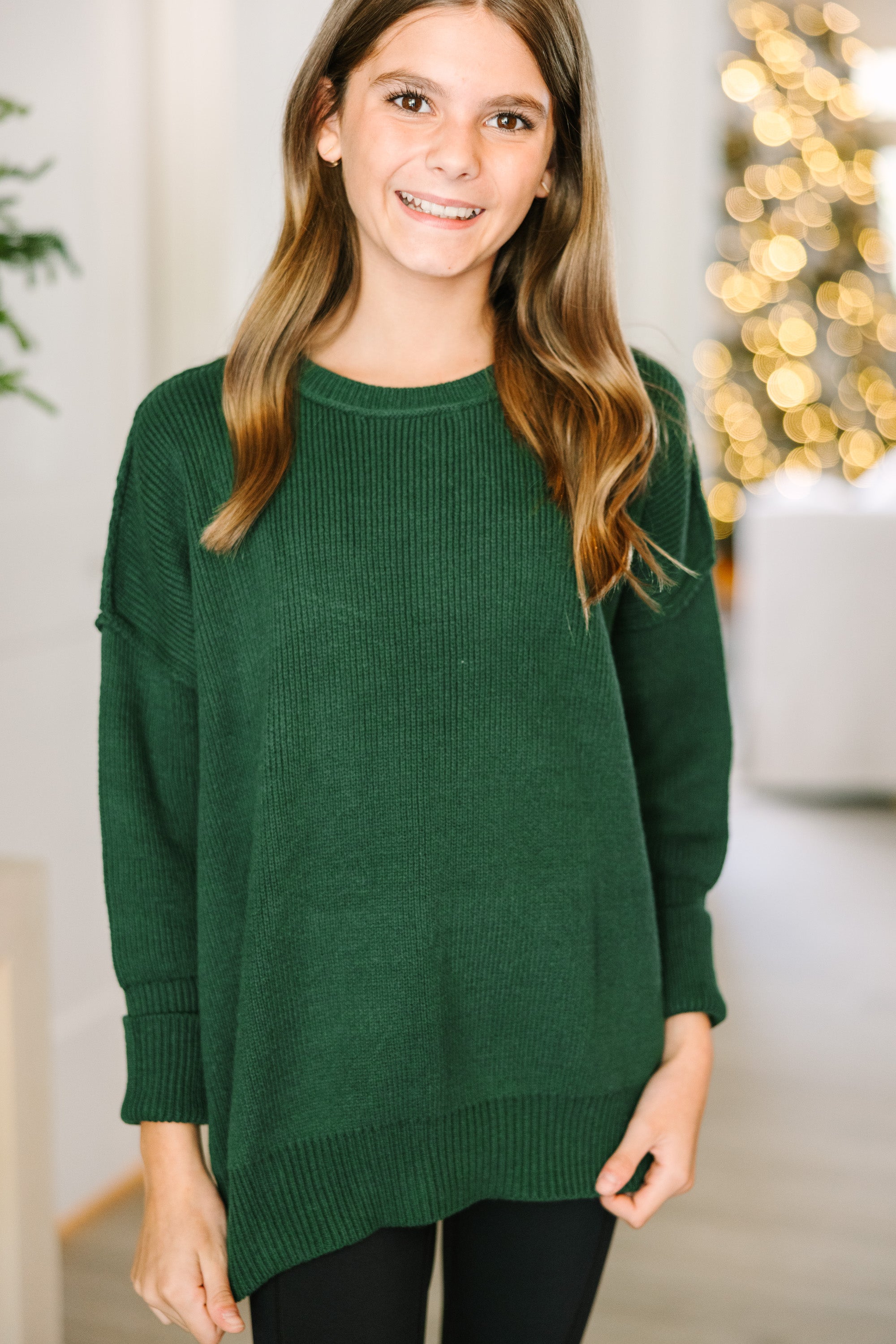 Emerald Green Dolman Sweater for Girls - Joyful Apparel Collection