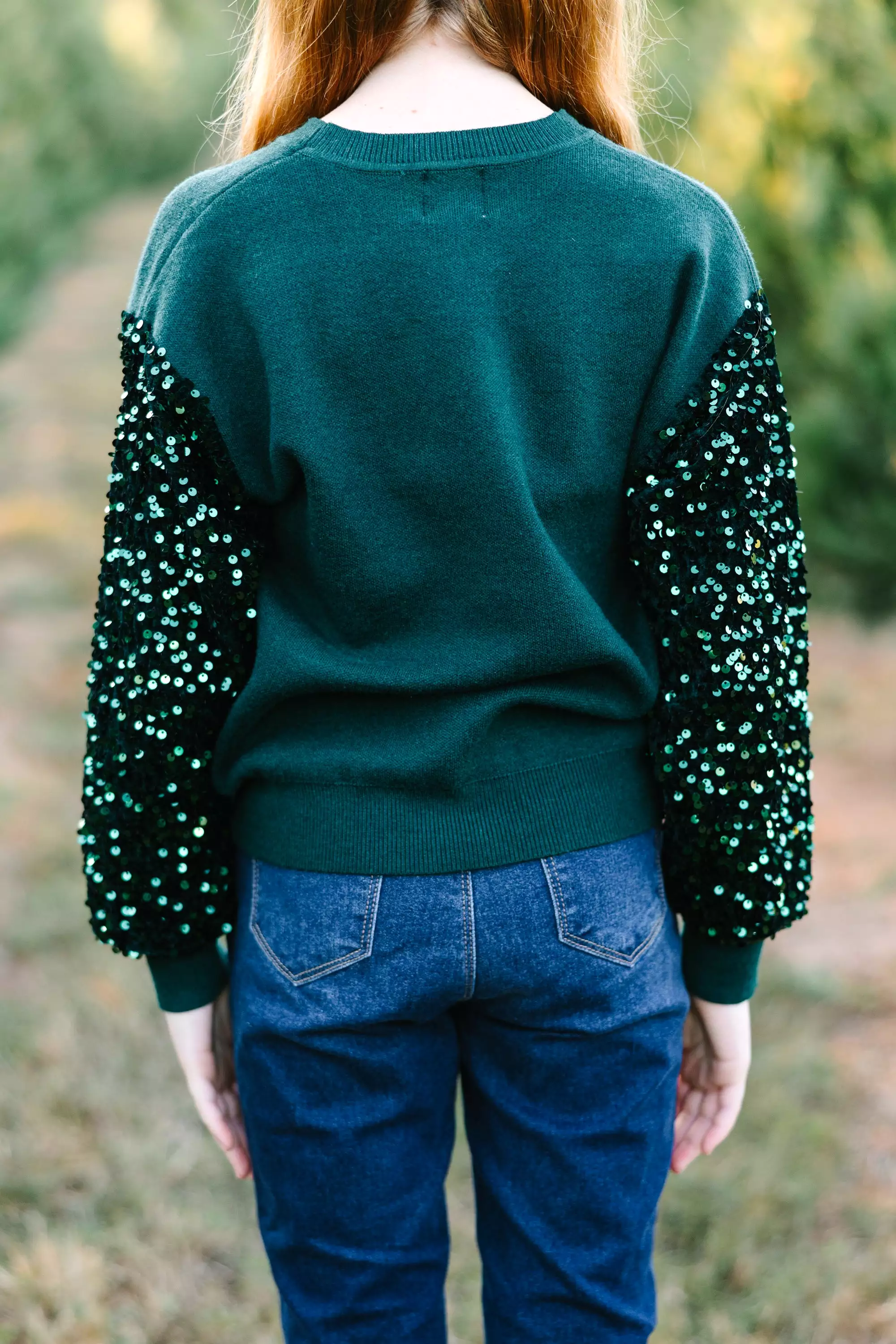 Emerald Green Sequin Sweater for Girls