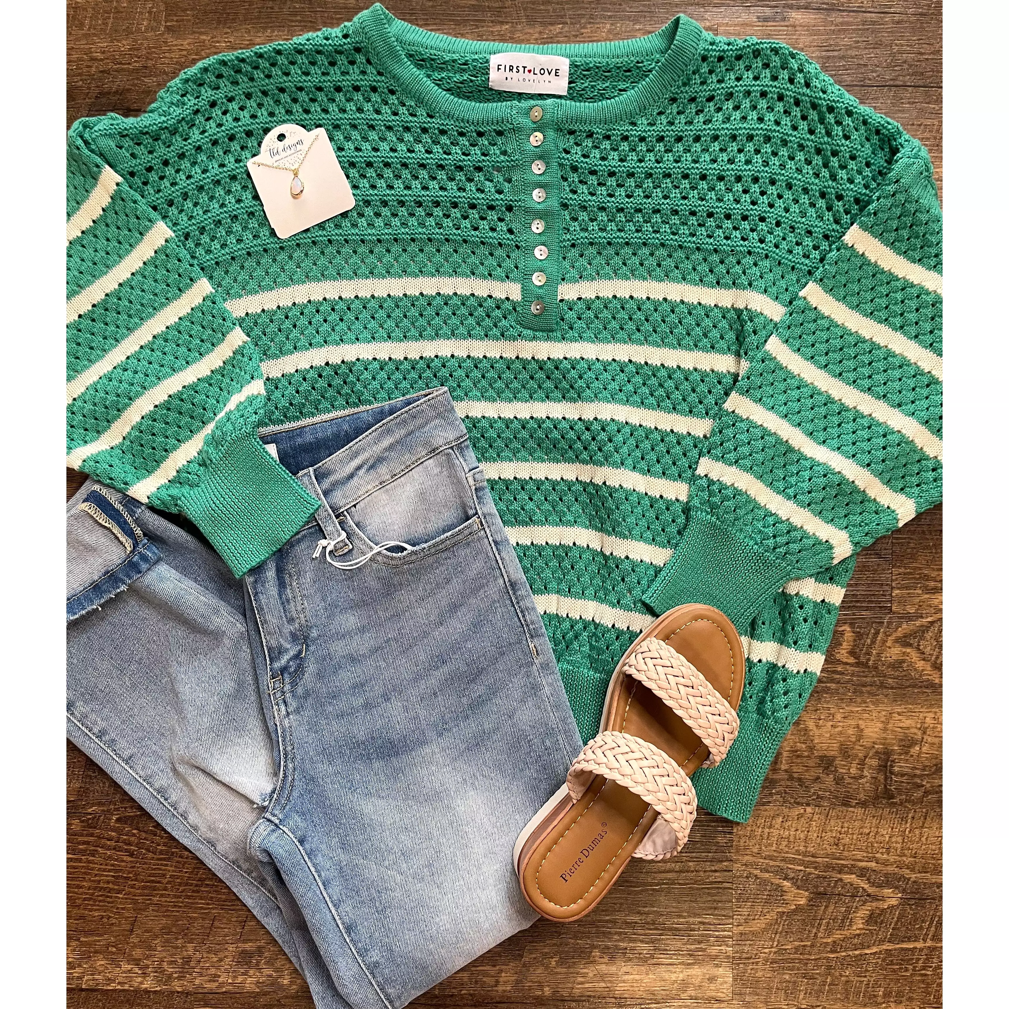 emerald striped sweater