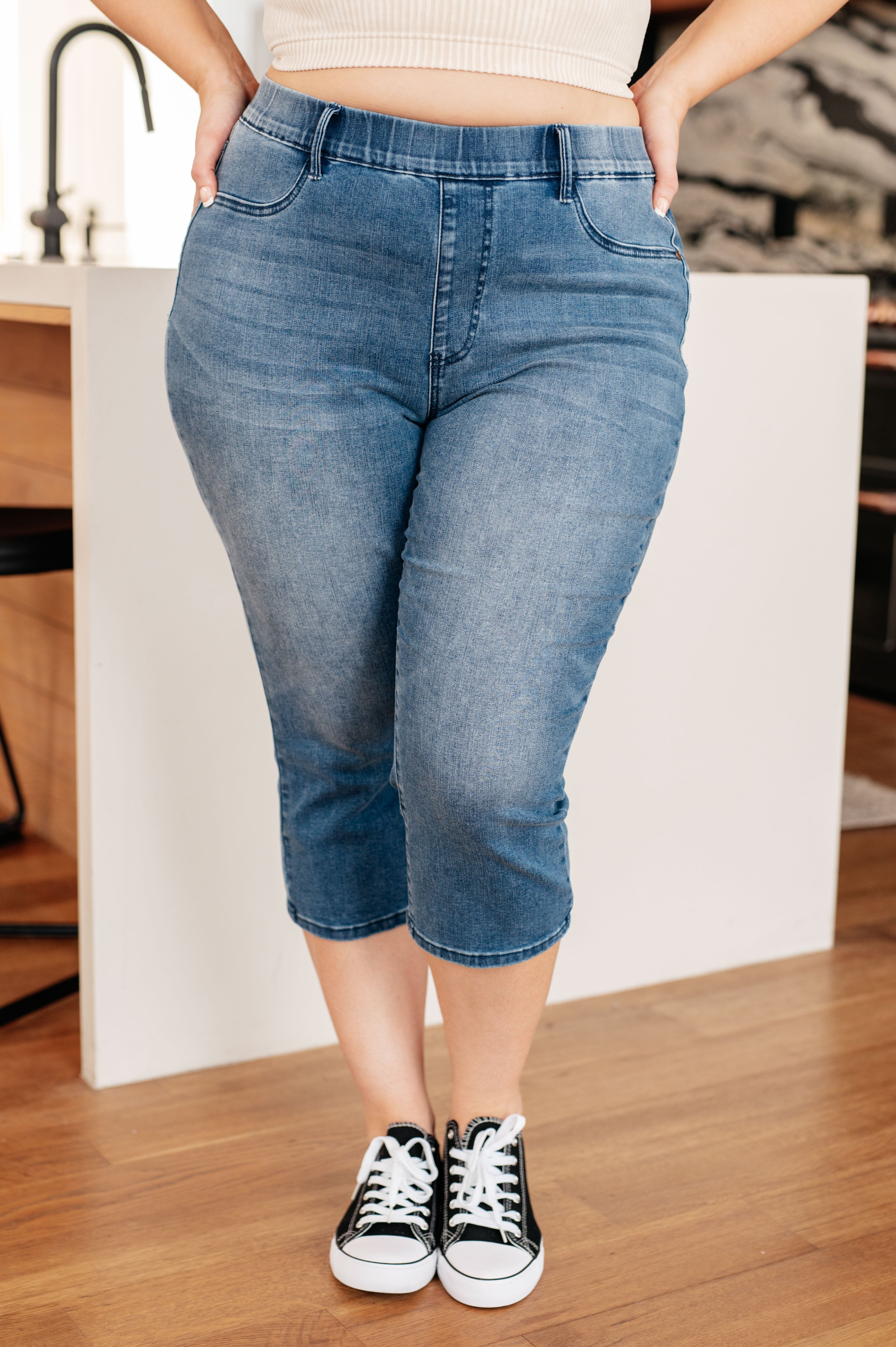 Emily High Rise Denim Capri Jeans