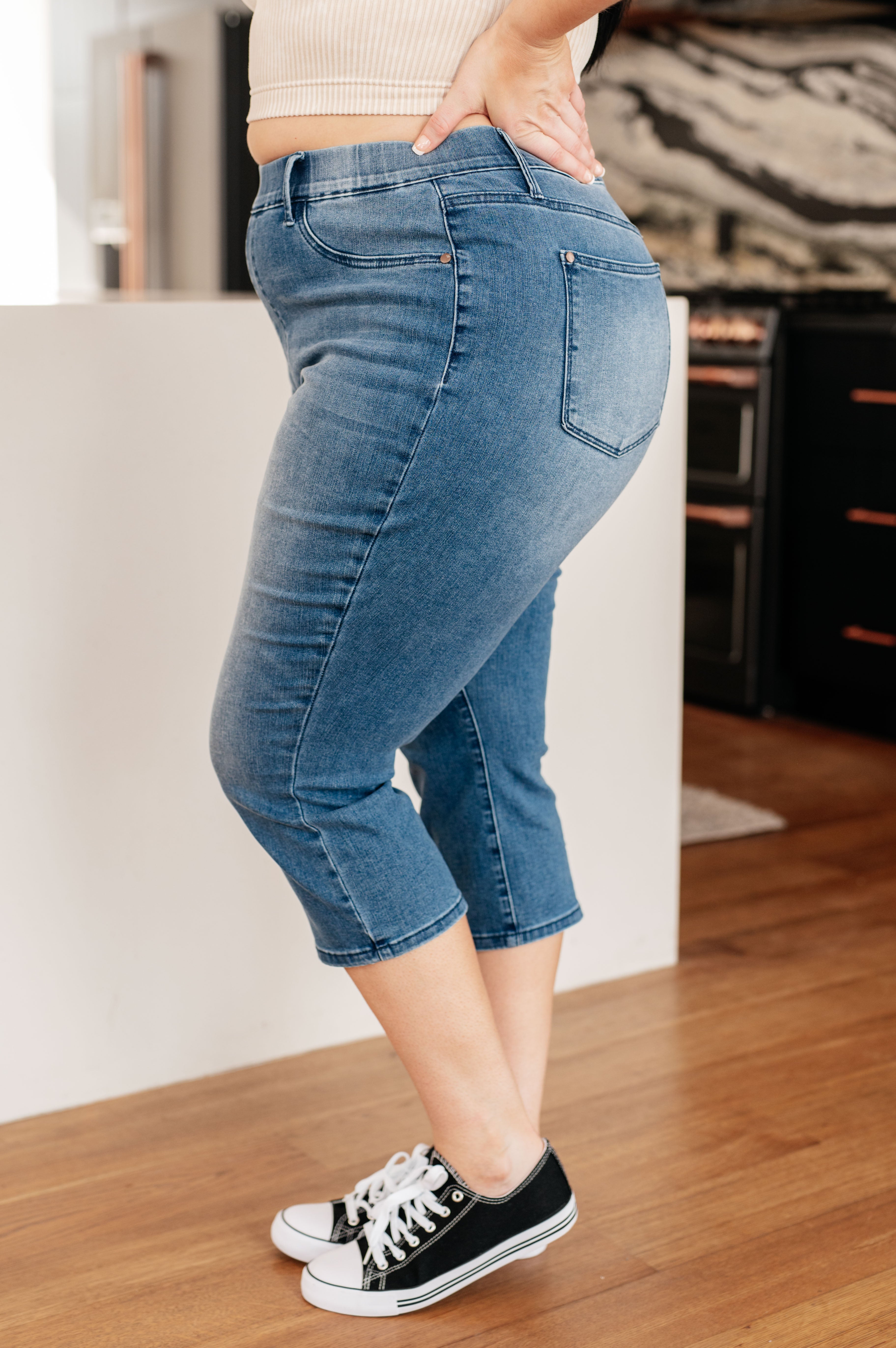 Emily High Rise Denim Capri Jeans