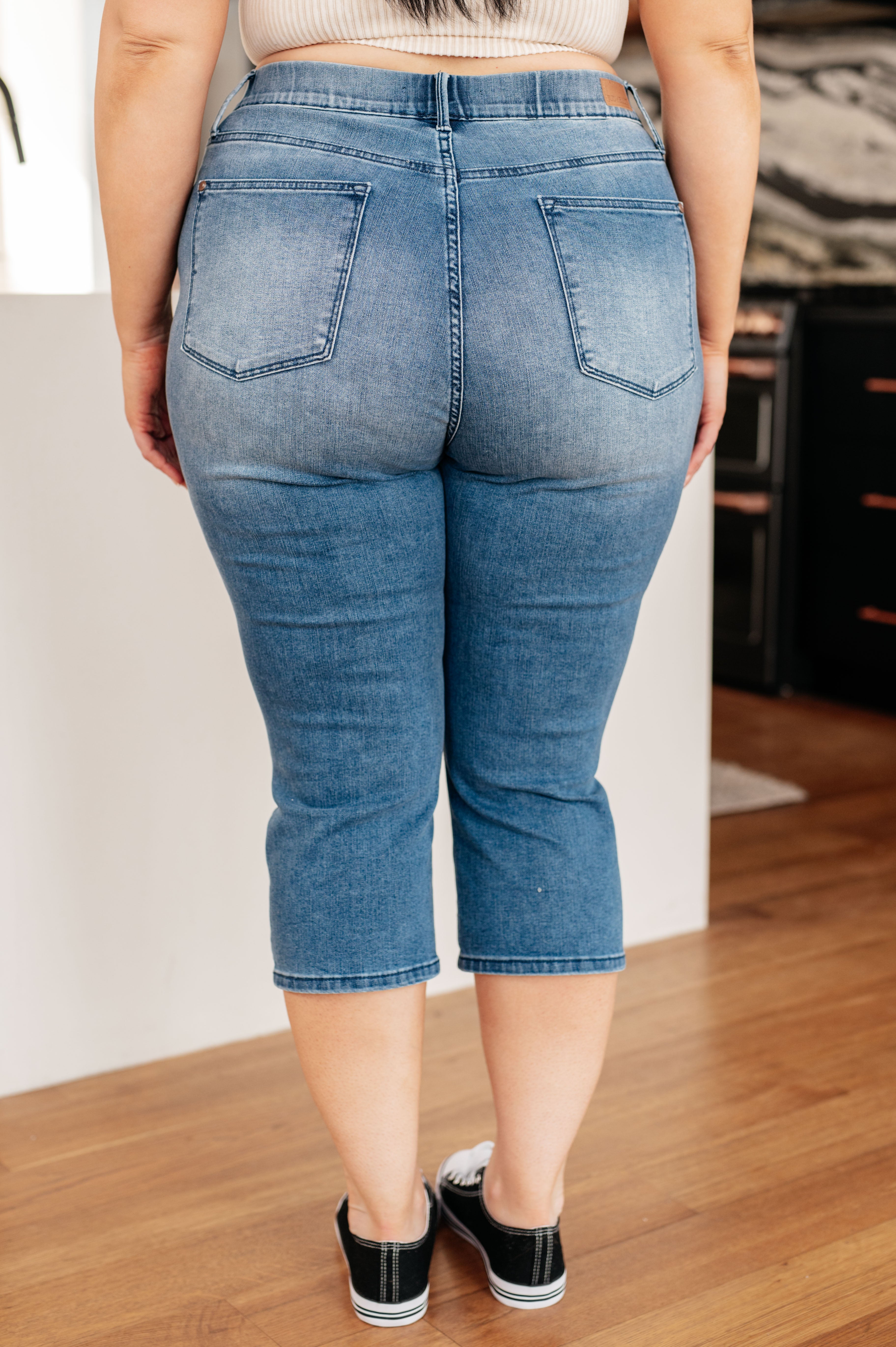 Emily High Rise Denim Capri Jeans