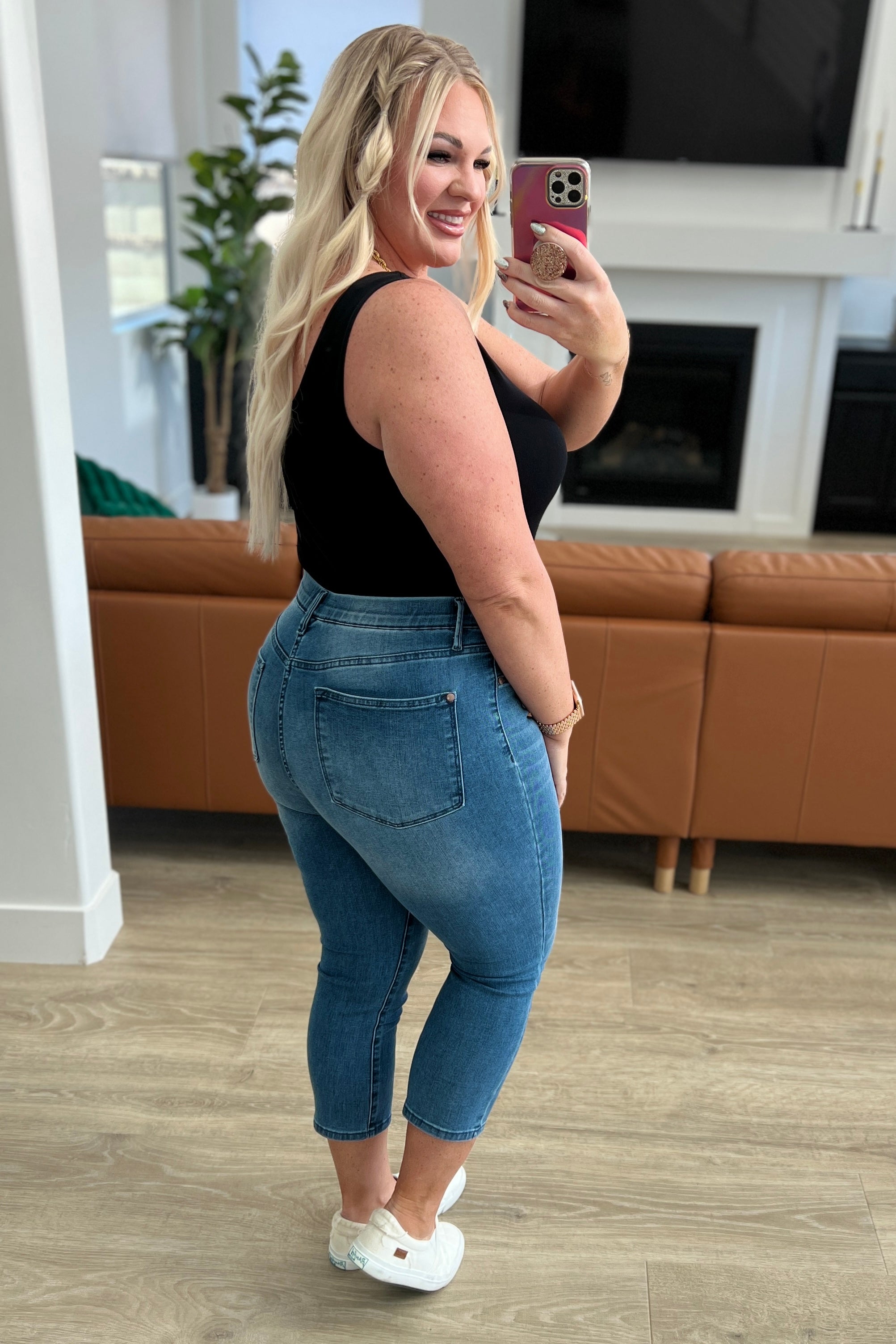 Emily High Rise Denim Capri Jeans