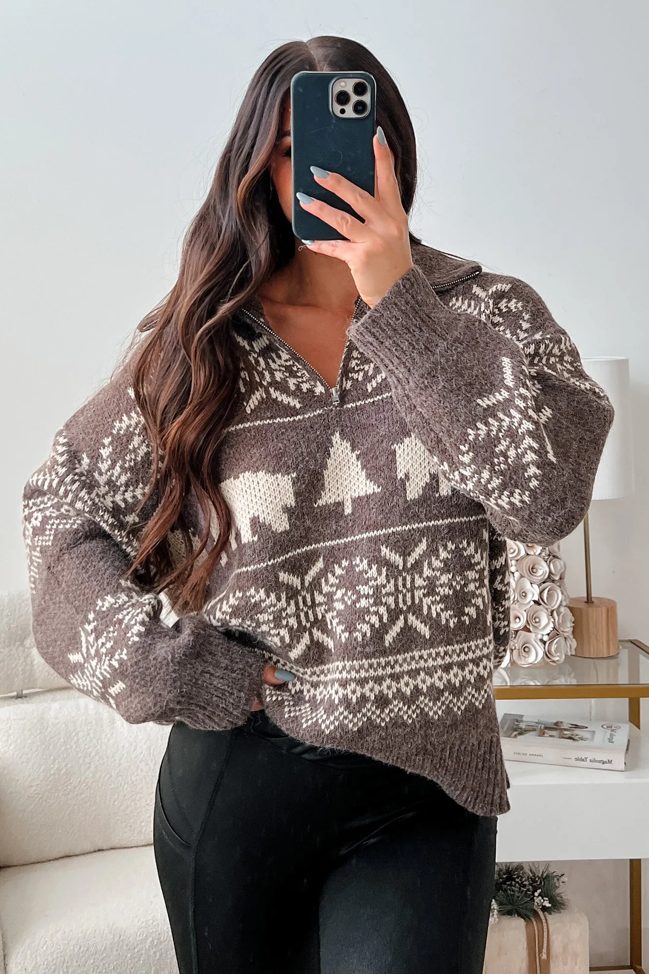 Fair Isle Sweater in Brown and Beige