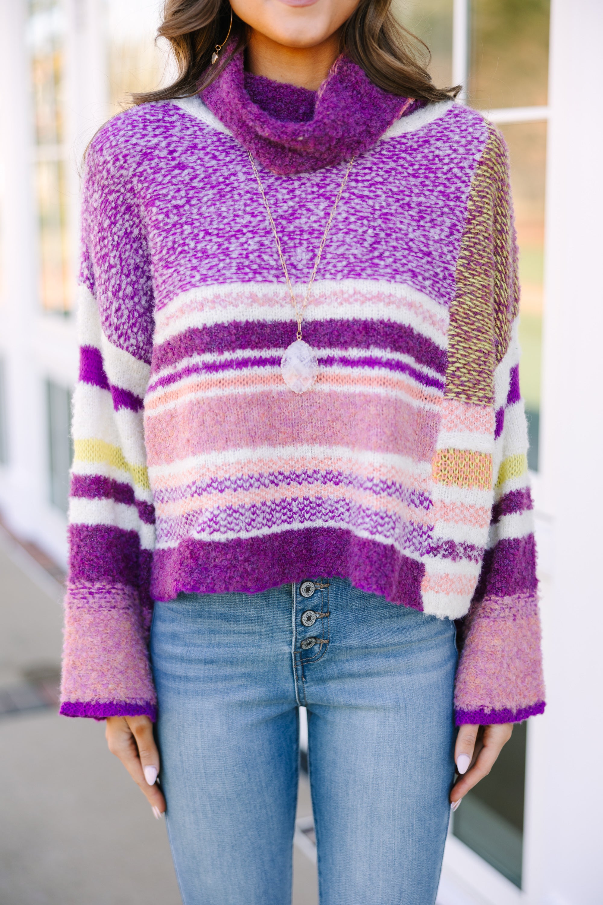 Fate Mulberry Purple Striped Sweater