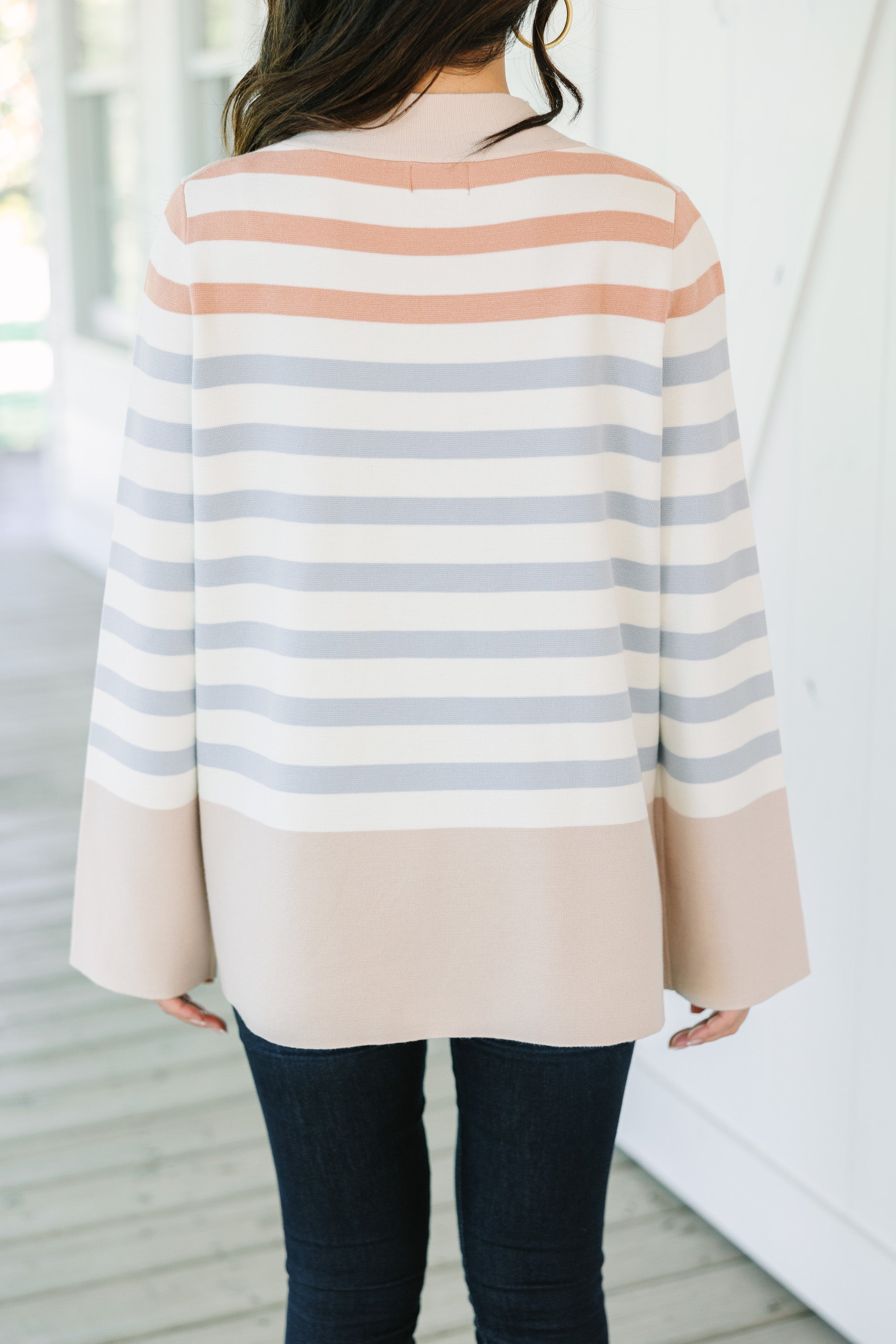 Fate Taupe Brown Striped Sweater - Best Deals Online