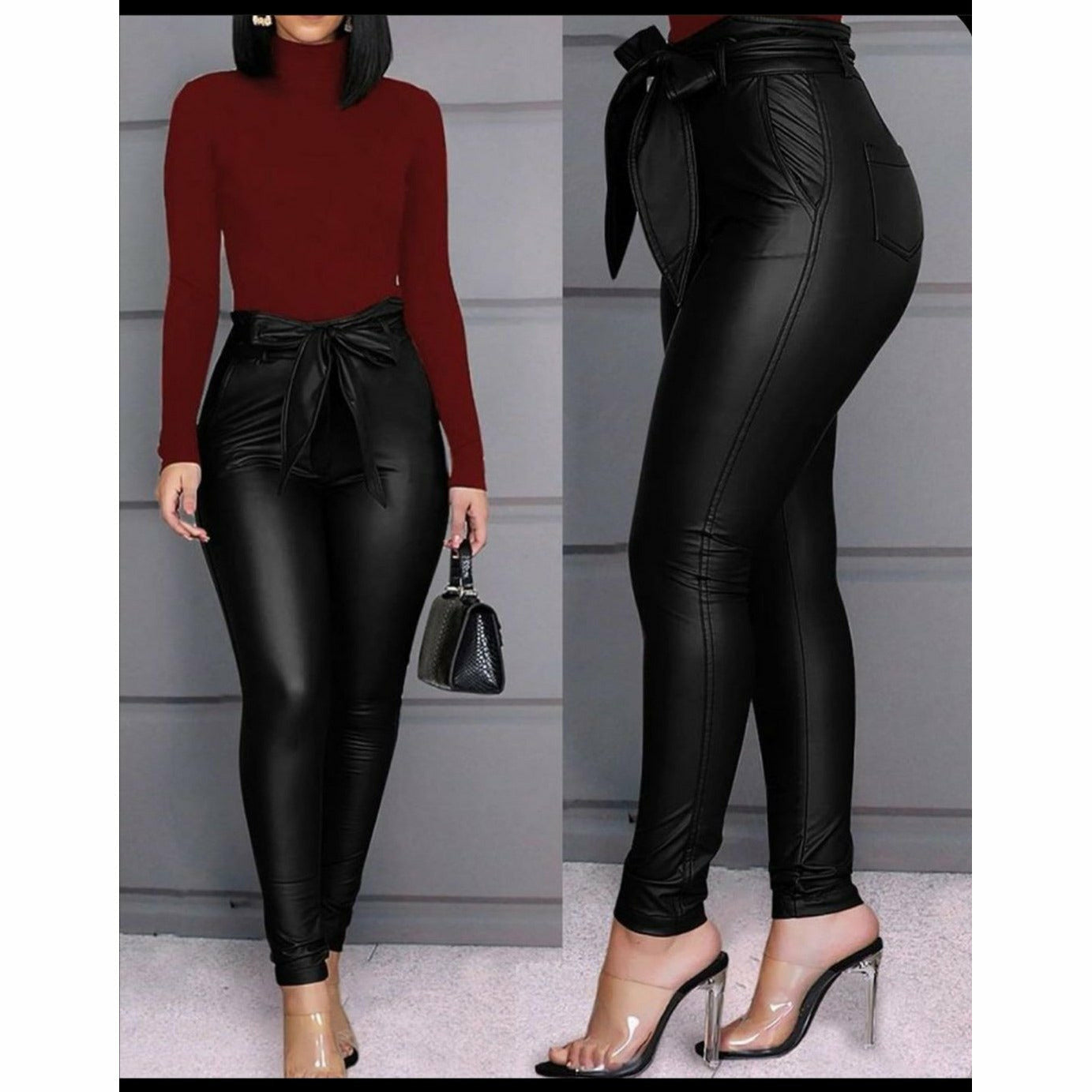 Faux Leather High Waisted Pants shop online