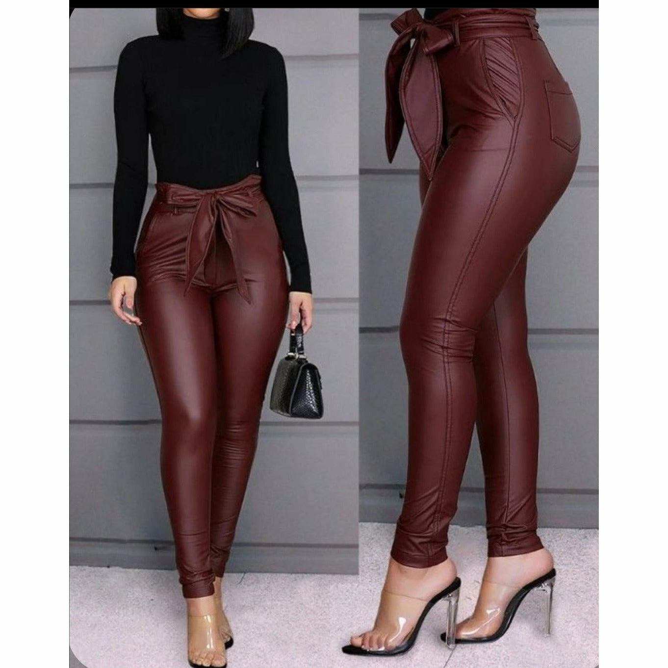 Faux Leather High Waisted Pants shop online