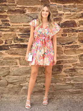 Floral Flutter Mini Dress