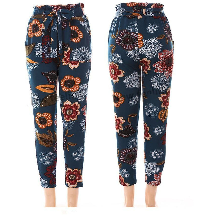 Floral High-Waisted Pants