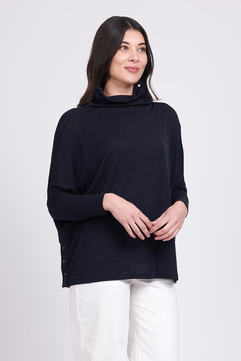 Foil Pop Top Merino Sweater Navy