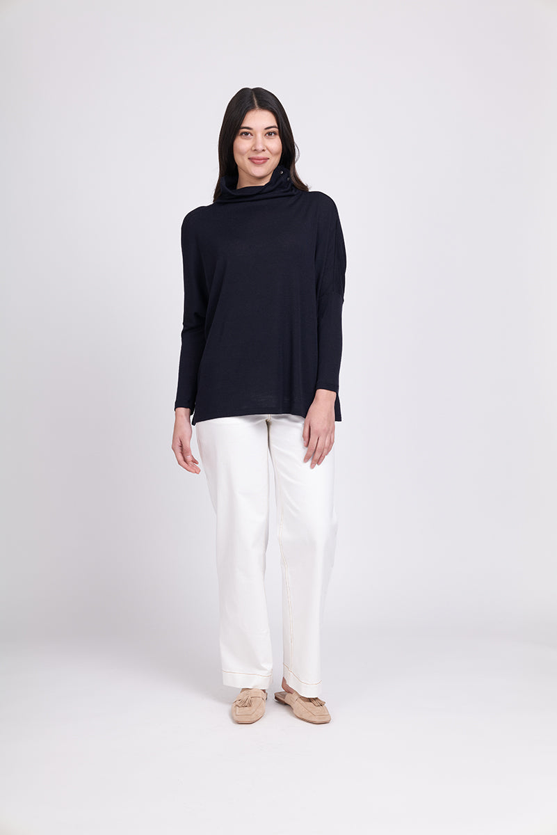 Foil Pop Top Merino Sweater Navy