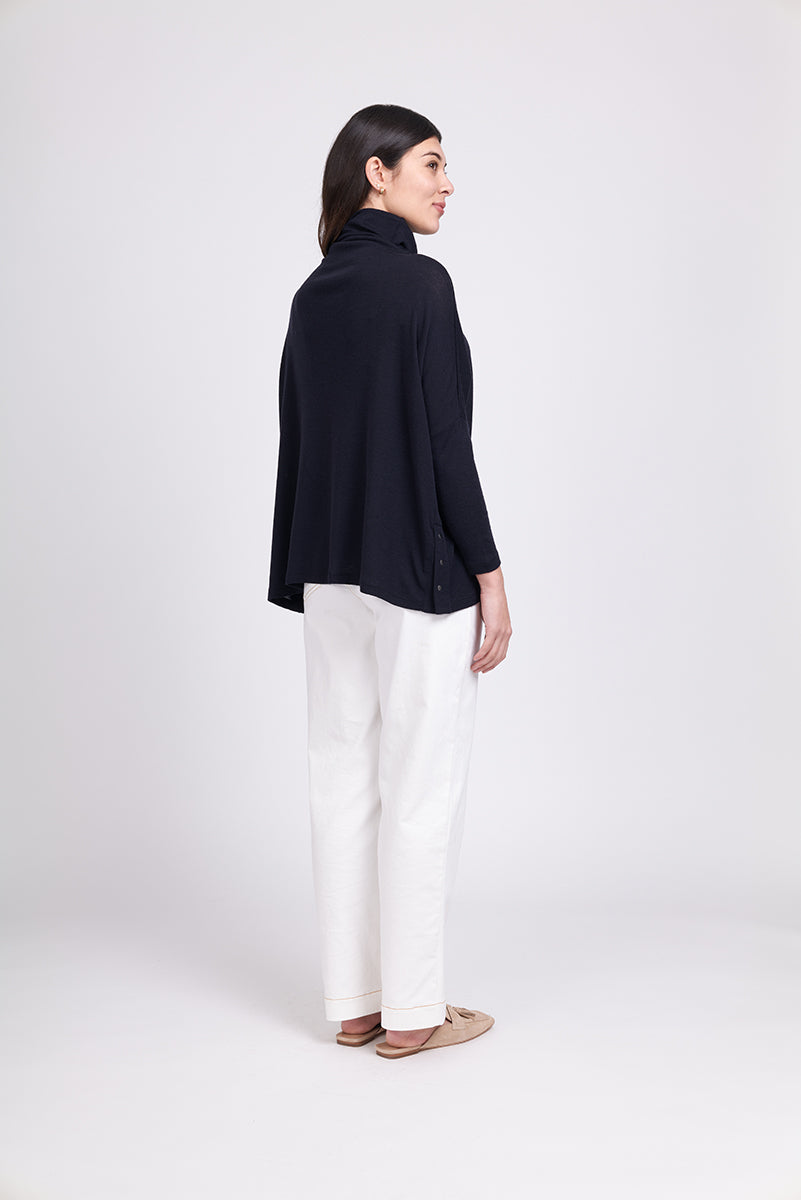 Foil Pop Top Merino Sweater Navy