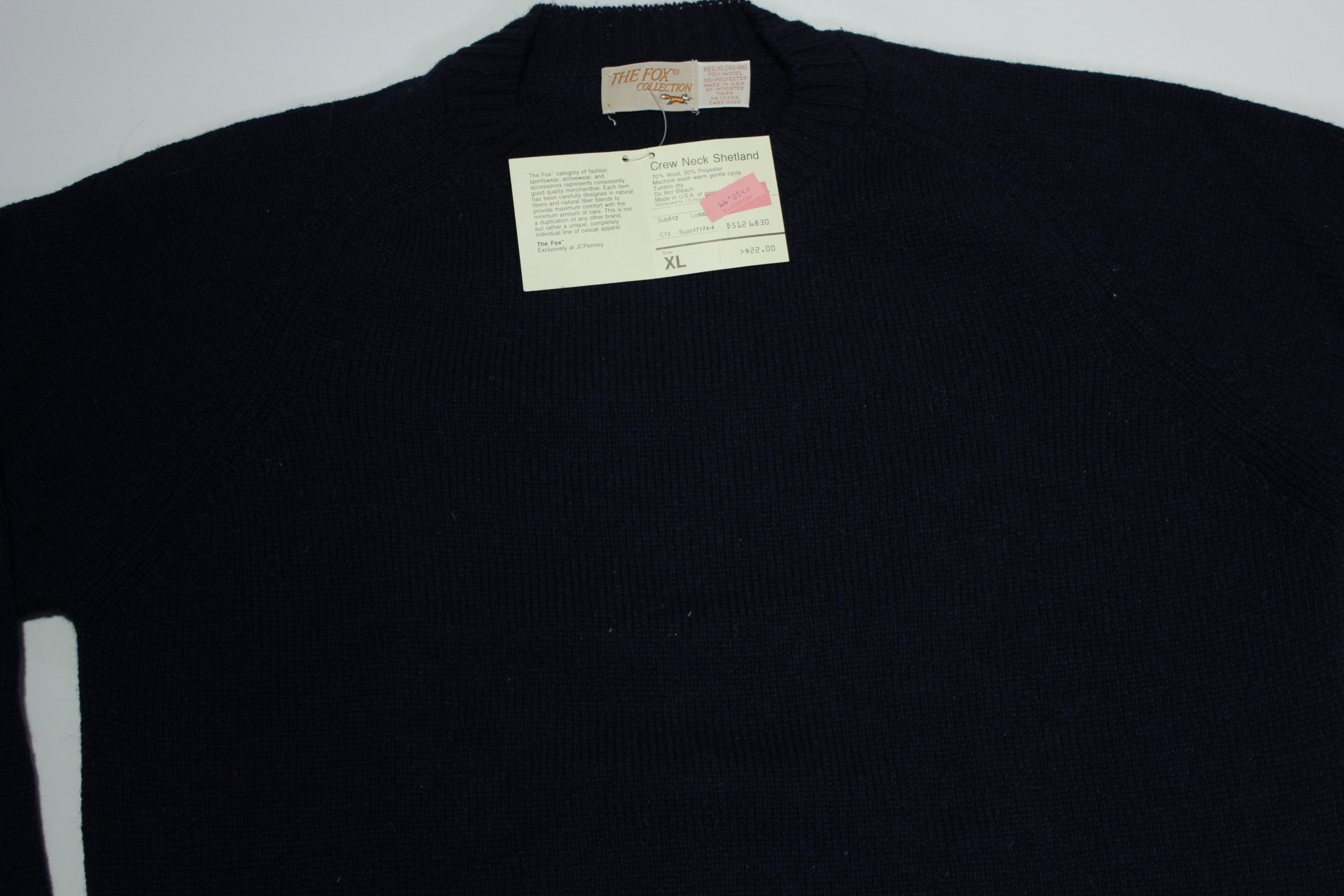 Fox Collection JCPenney Vintage 1980's Deadstock NWT Fireplace Striped Wool Sweater for sale