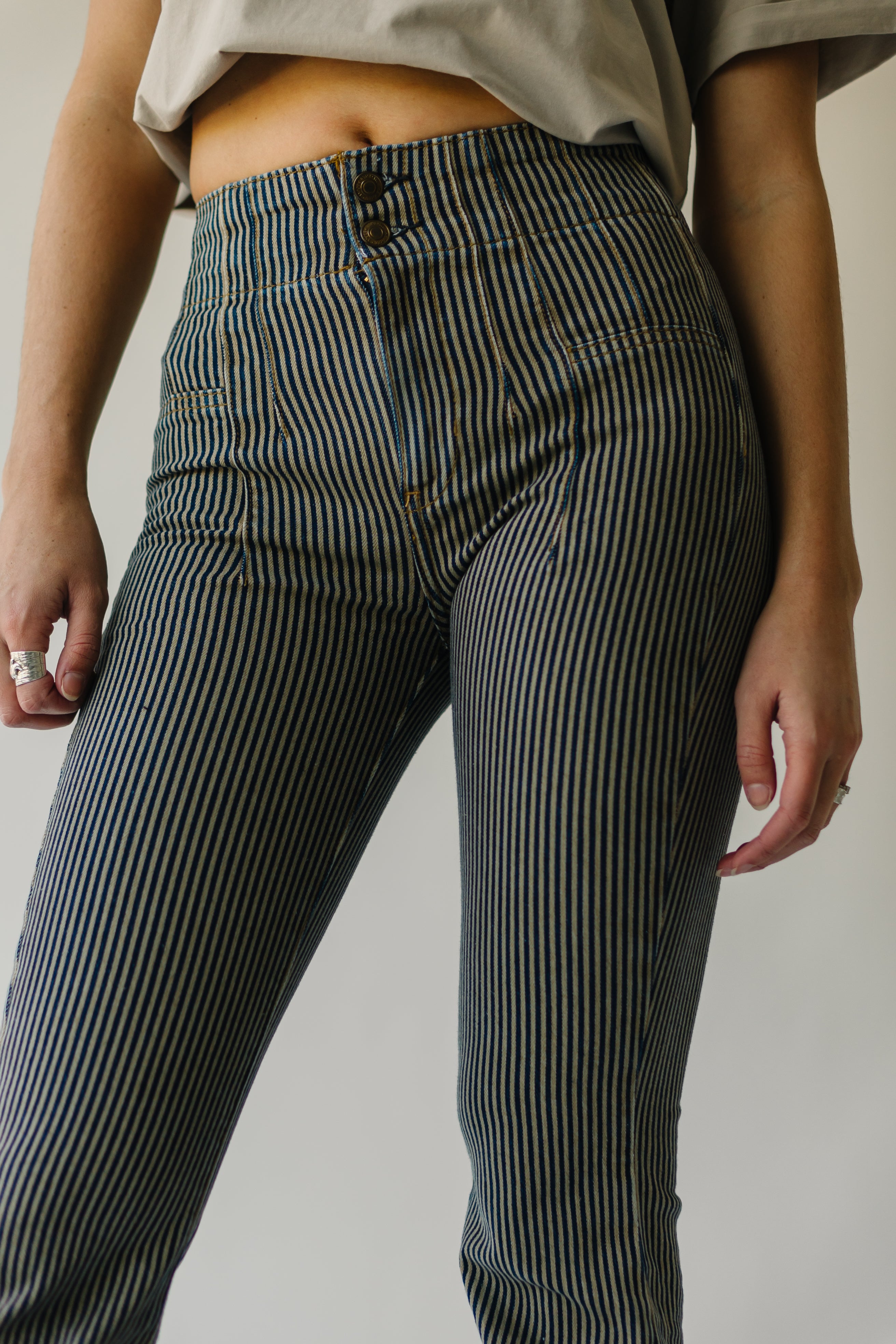 Free People Jayde Flare Jean Train Car Stripe.