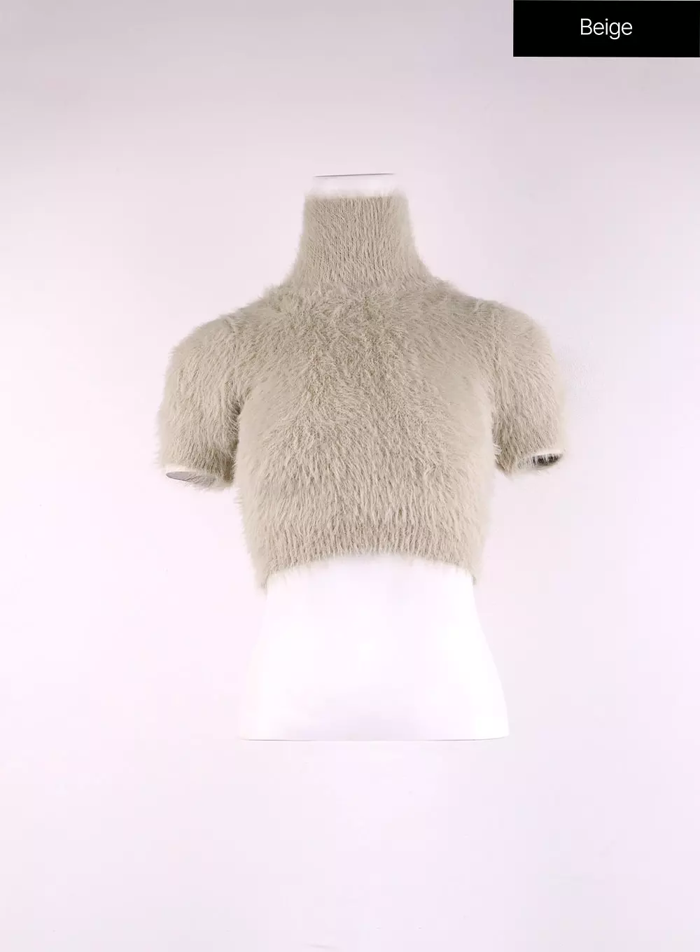 Fuzzy Turtleneck Short Sleeve Sweater - CJ429