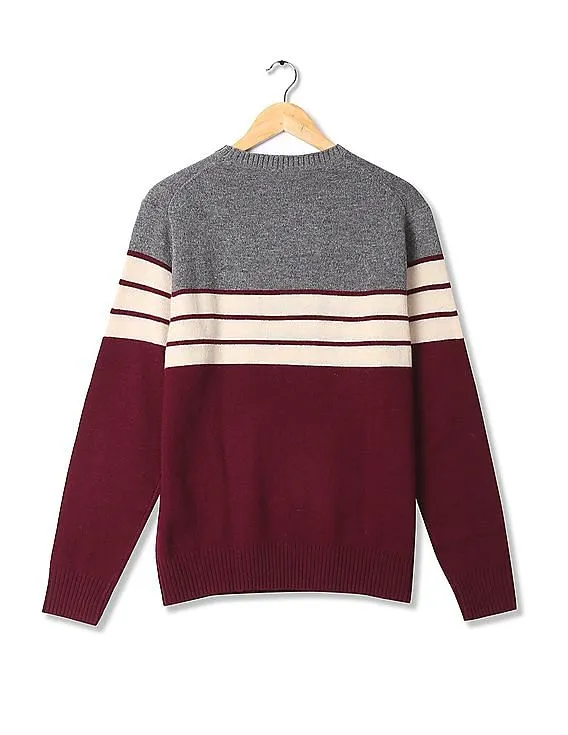 Bordeaux Wool Sweater with Gant Stripes