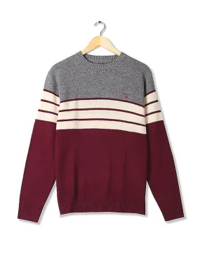 Bordeaux Wool Sweater with Gant Stripes