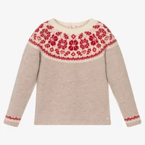 Beige Wool Sweater for Girls