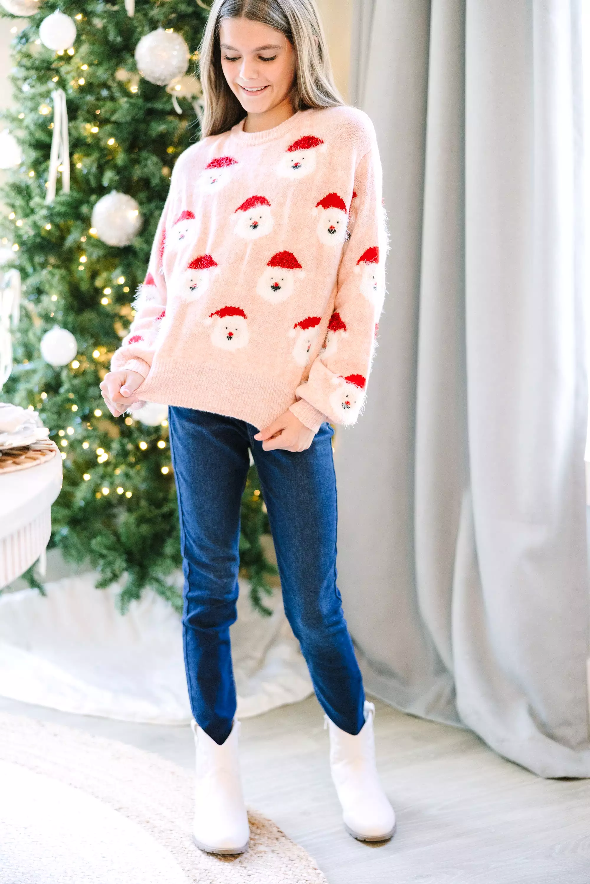 Girls' Blush Sweater: Jolly Good Fellow