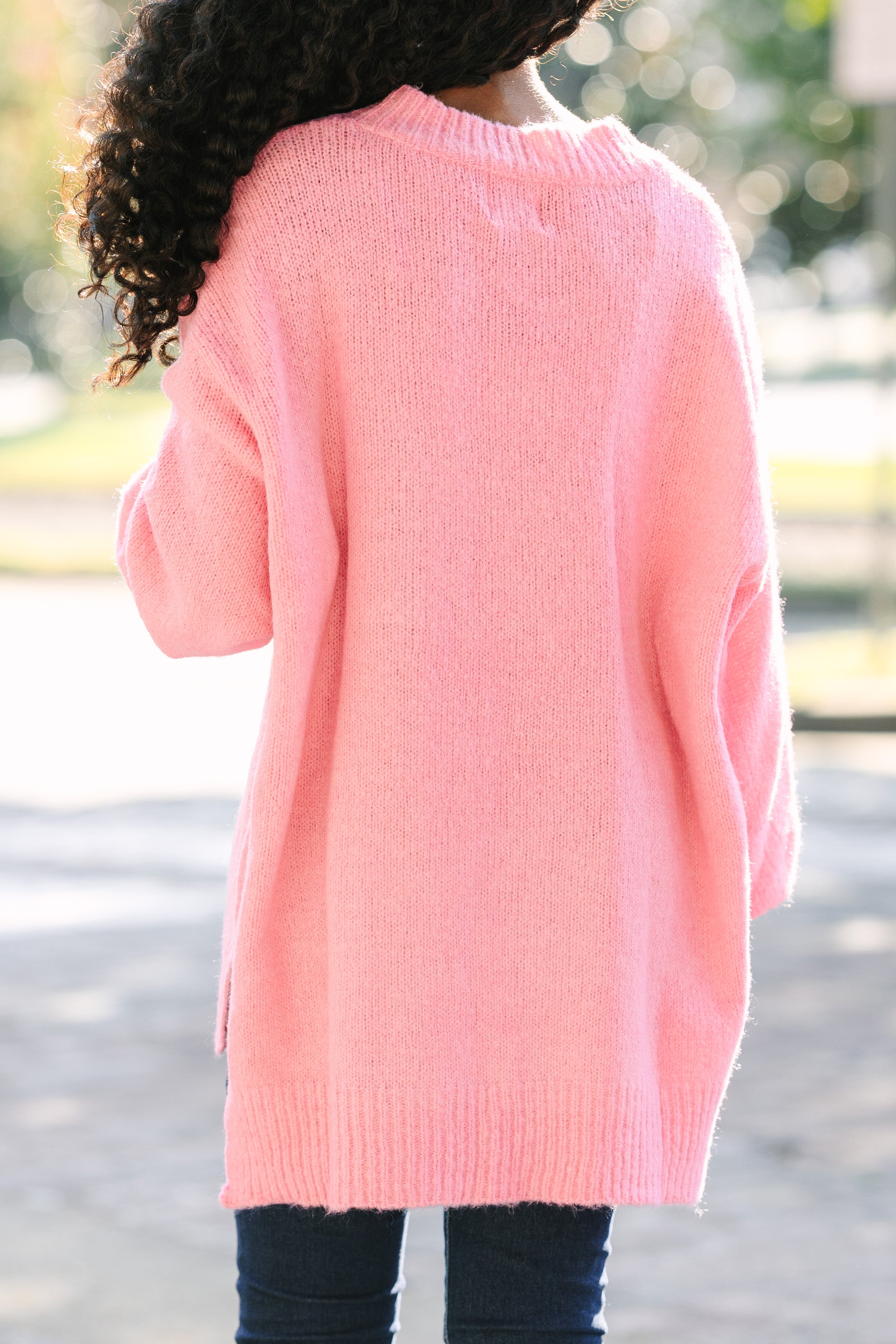 Girls Bubble Sleeve Sweater - Candy Pink