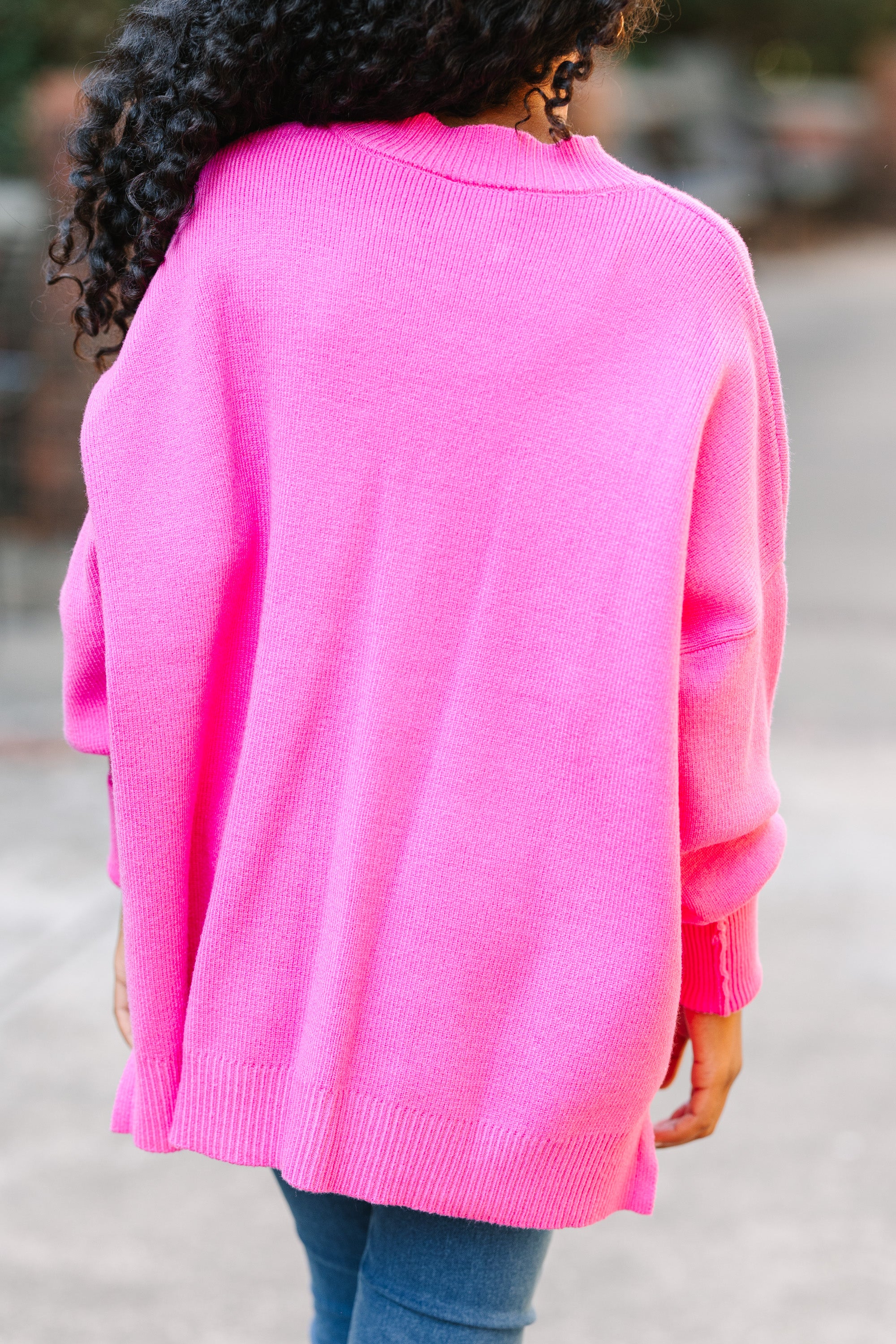 Girls Candy Pink Mock Neck Sweater