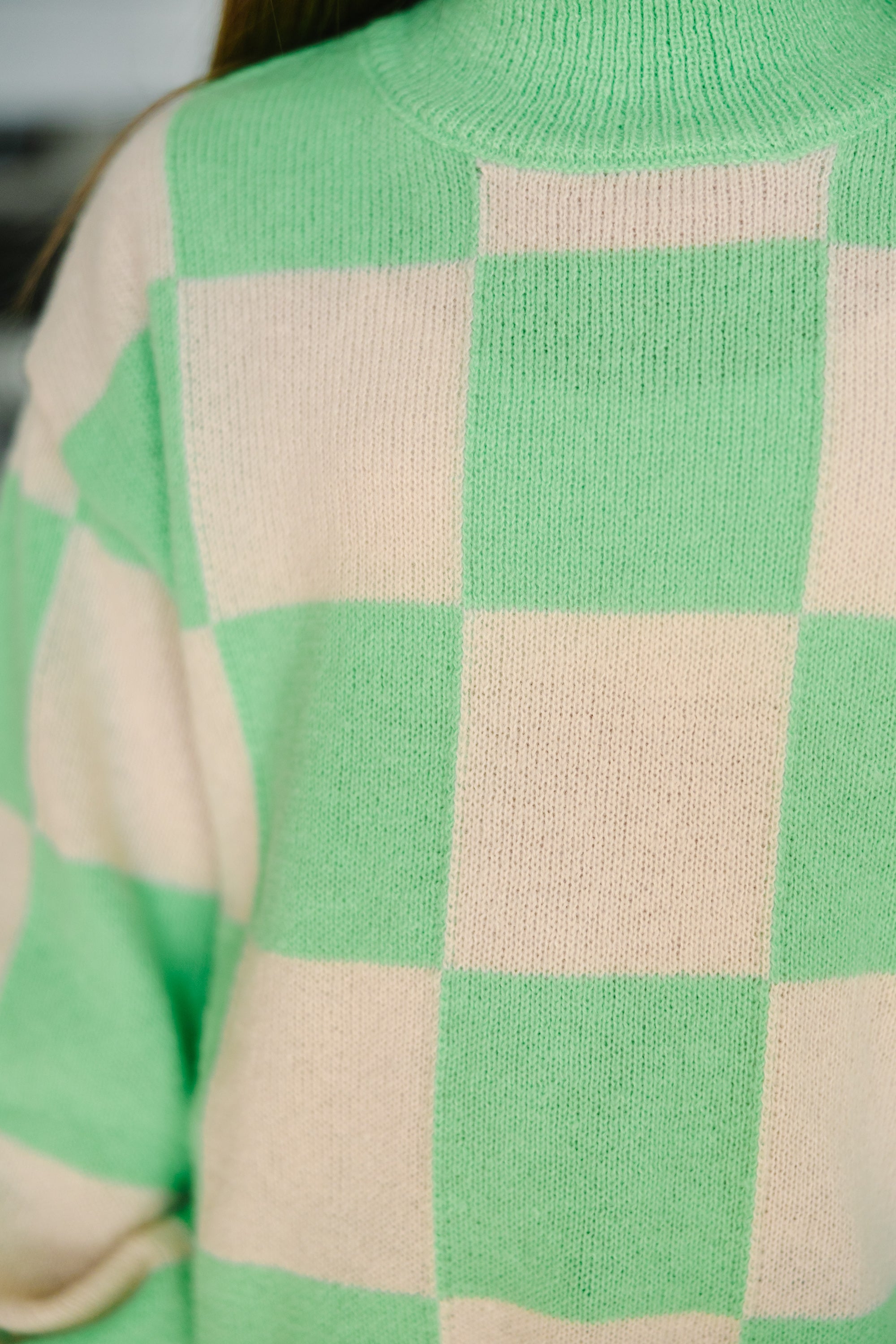 Girls Checkered Sweater - Lime Green - Better Together - Best Price