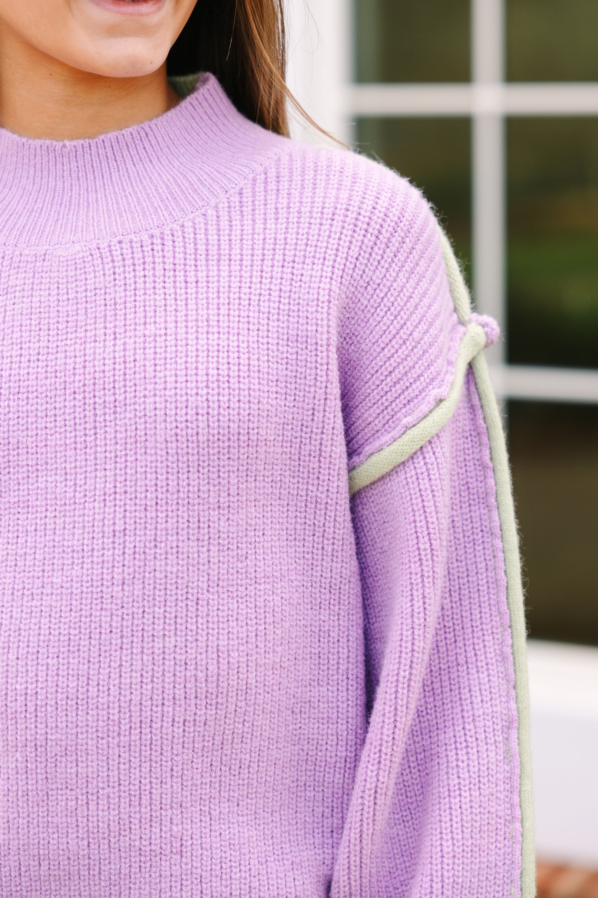 Girls Colorblock Sweater - Lavender Purple - Shop Now!