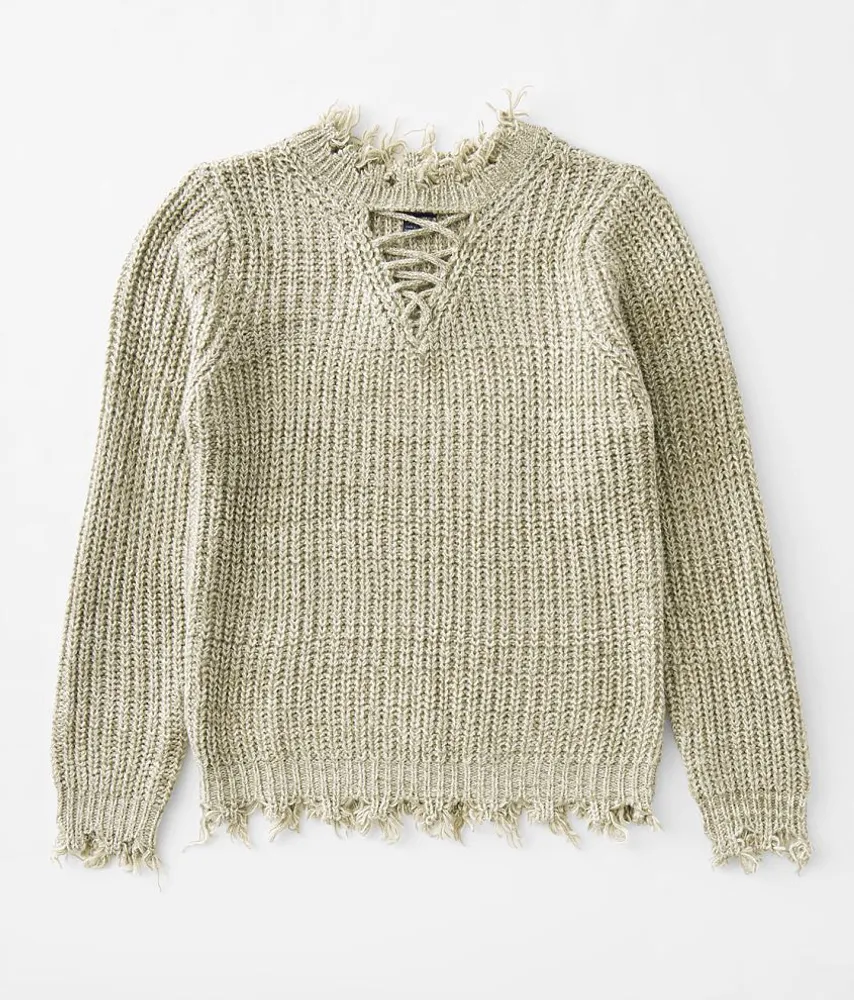 Girls Daytrip Distressed Strappy Sweater