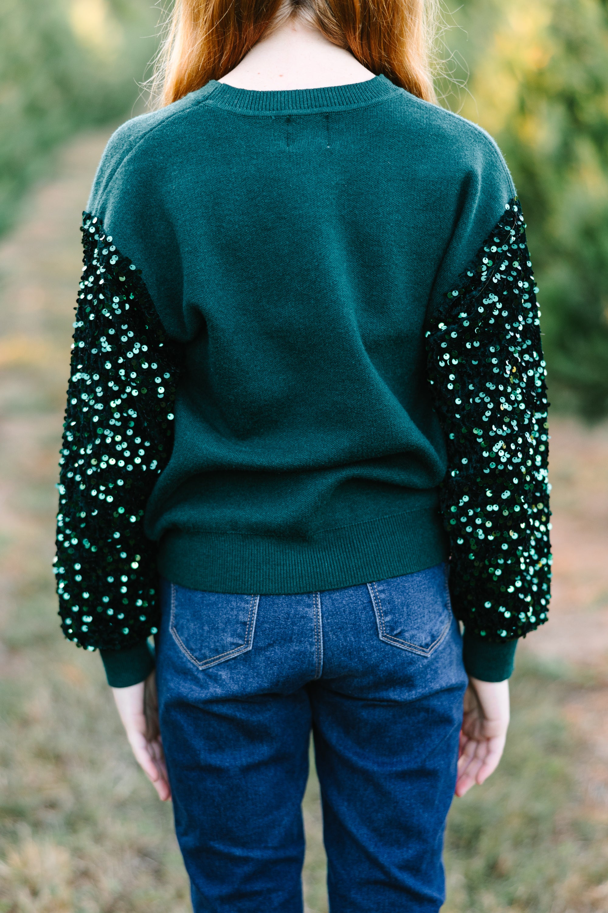 Girls' Emerald Green Sequin Sweater - Don't Think Twice