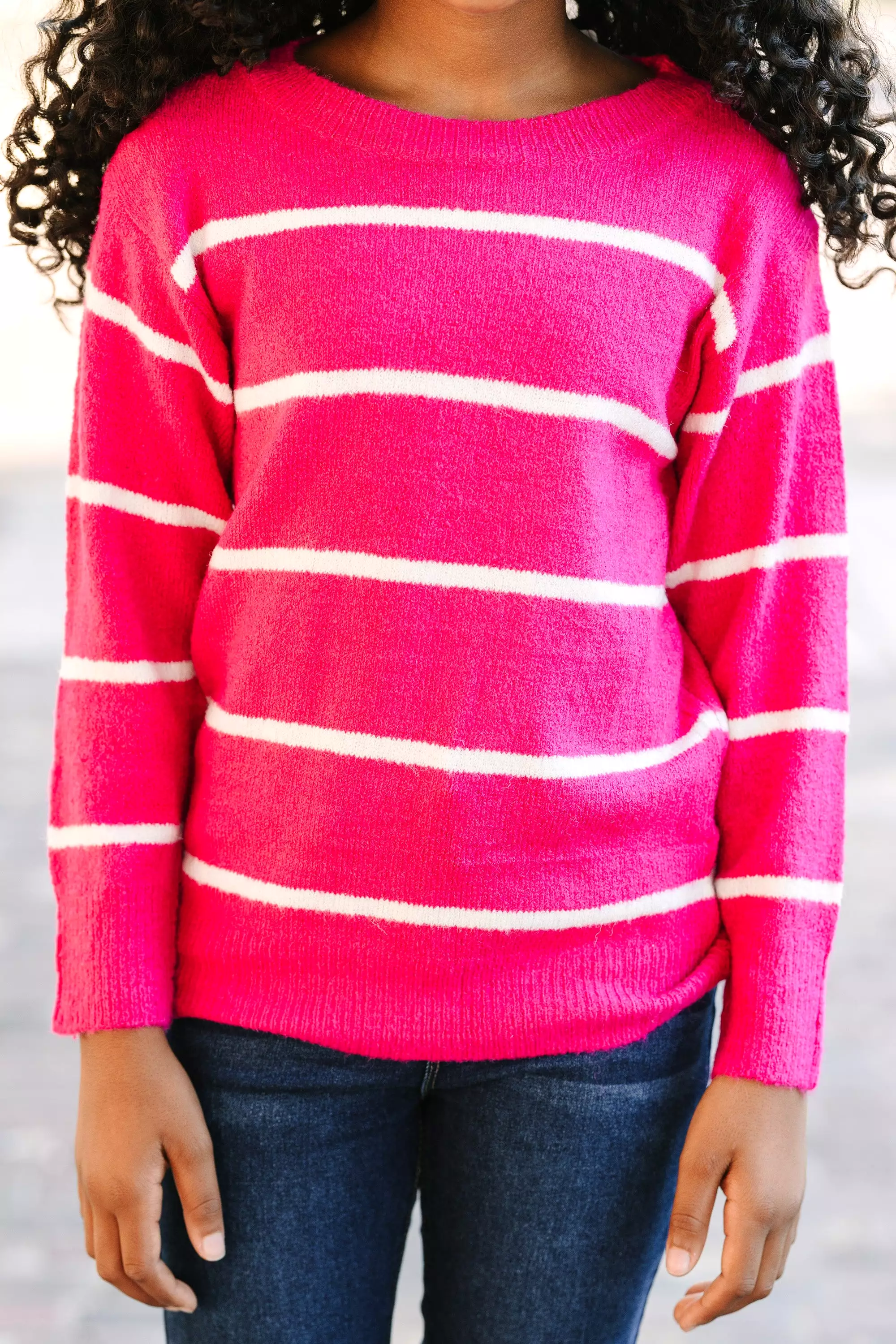 Girls Fun Pink Striped Sweater | Exclusive Collection