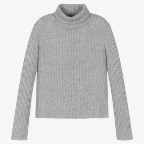 Women's Gray Ribbed Turtleneck Sweater