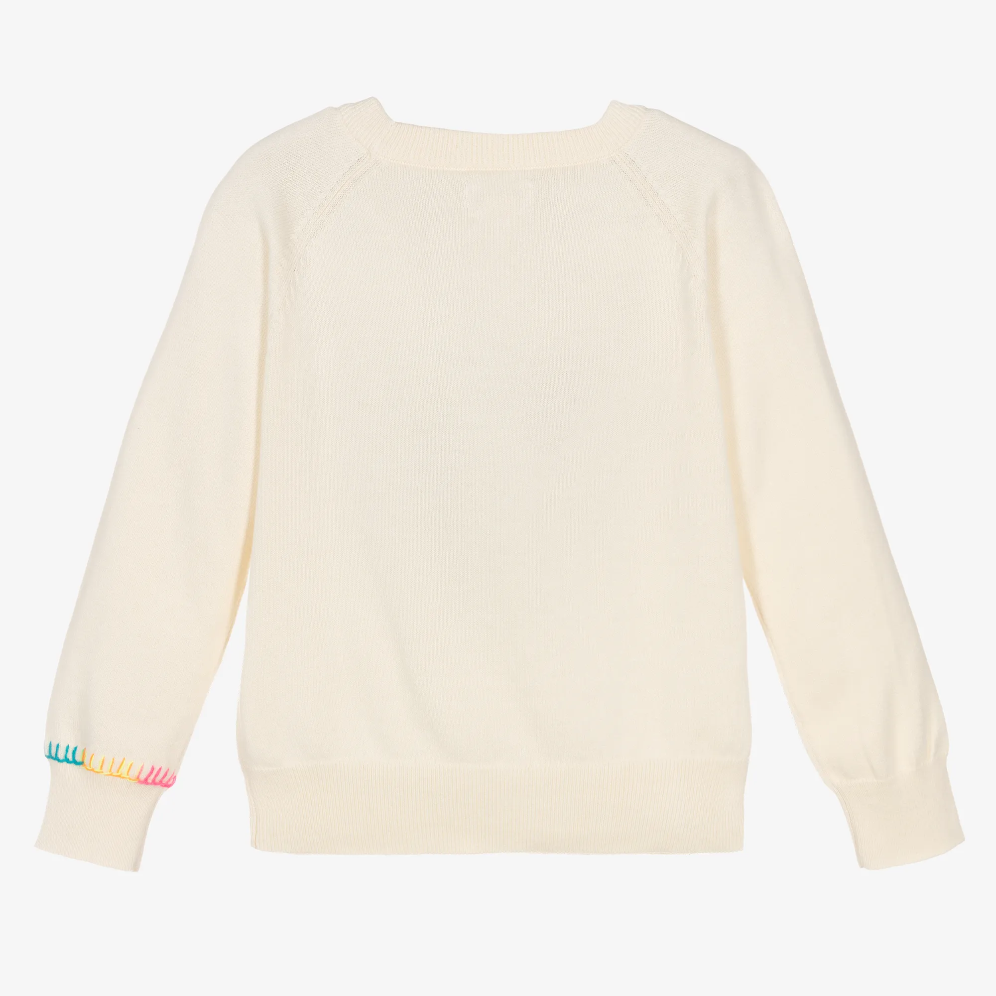 Ivory Cotton Heart Sweater for Girls