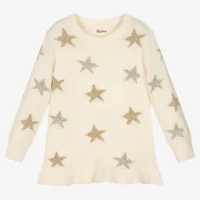 Ivory Knit Star Sweater for Girls